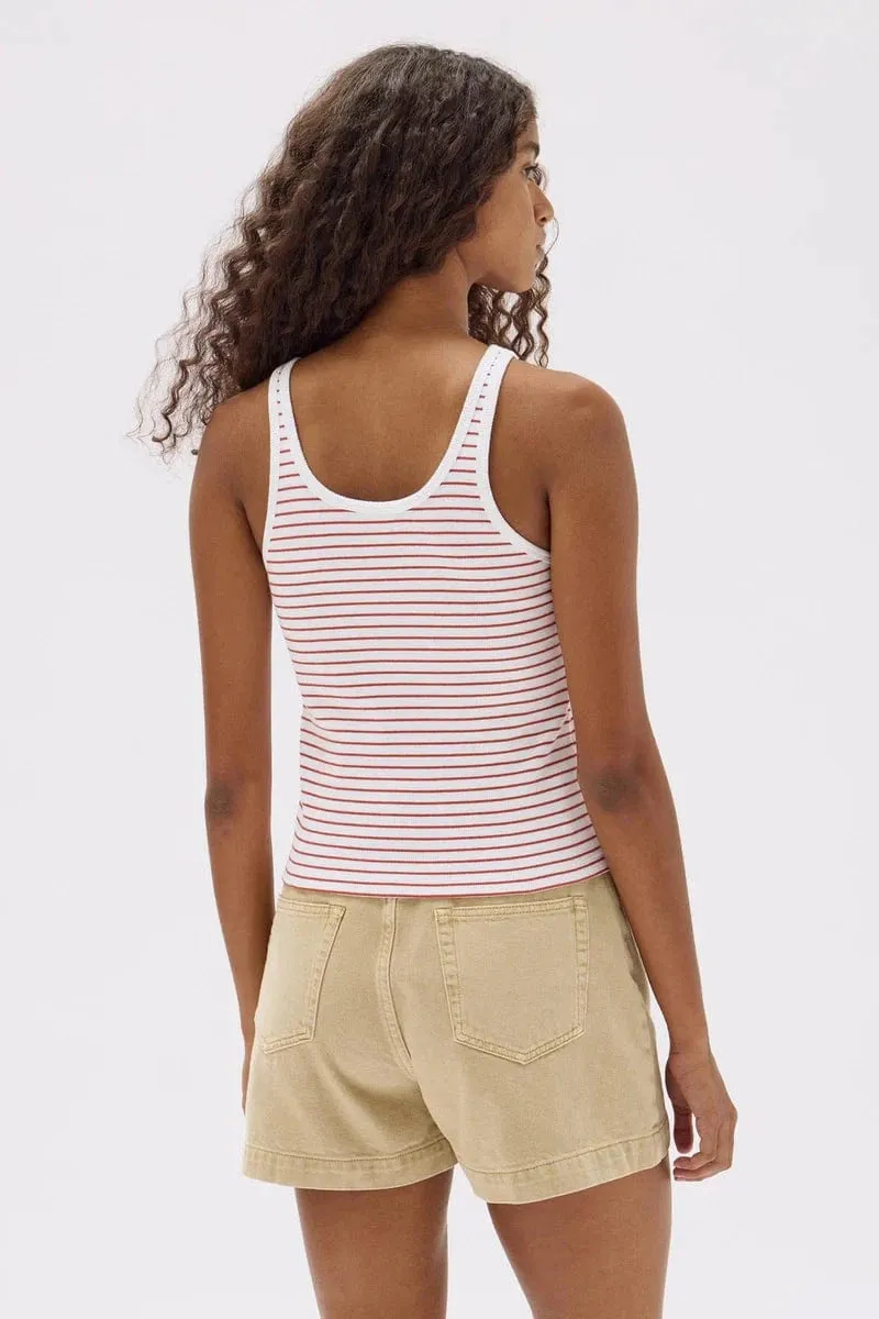 Assembly Label | Drew Stripe Rib Tank - Papaya/White