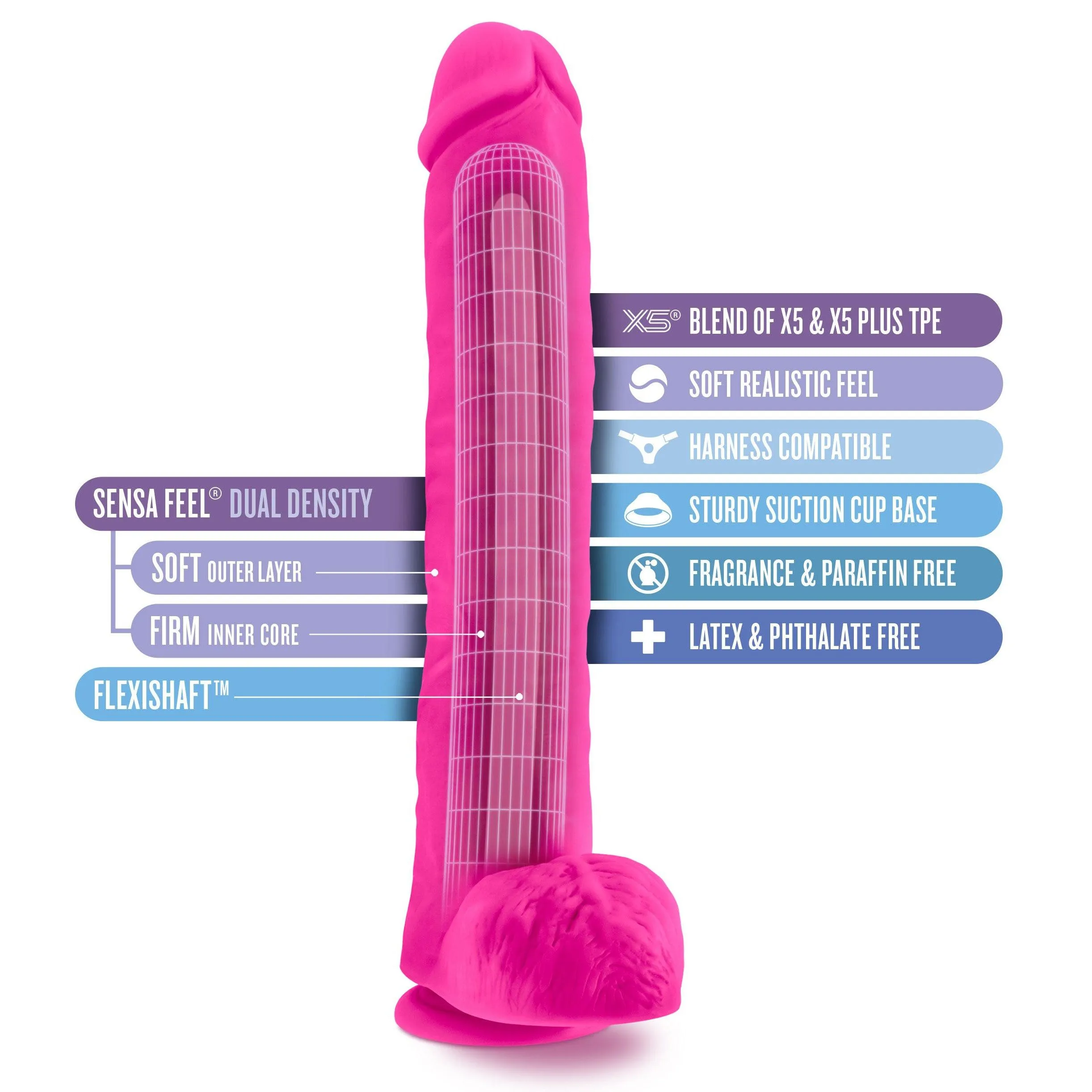 Au Naturel - Bold - Daddy - 14 Inch Dildo - Pink