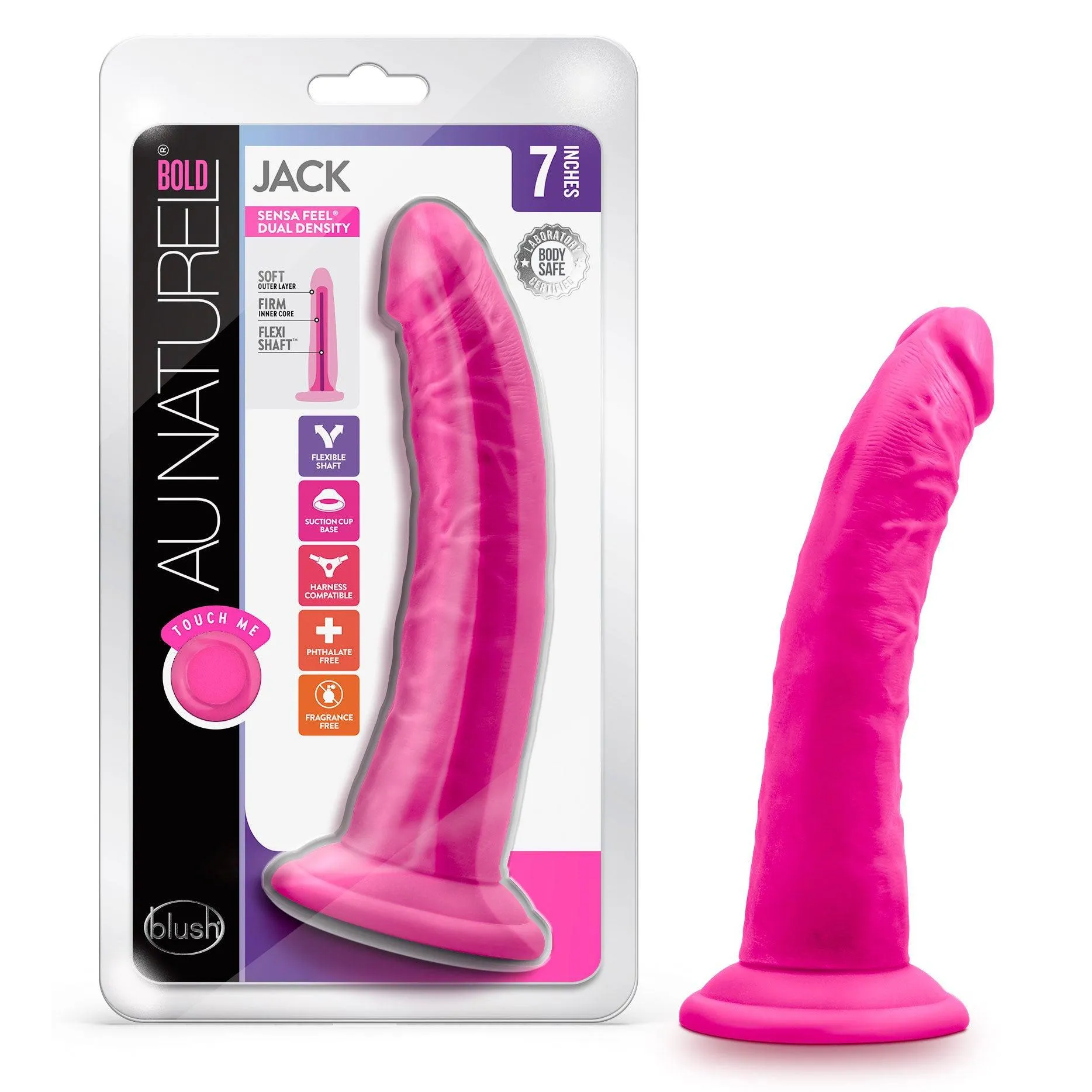 Au Naturel - Bold - Jack - 7 Inch Dildo - Pink