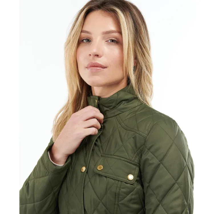 Barbour Ladies Broxfield Quilt Jacket - Olive/Olive Pink Tartan