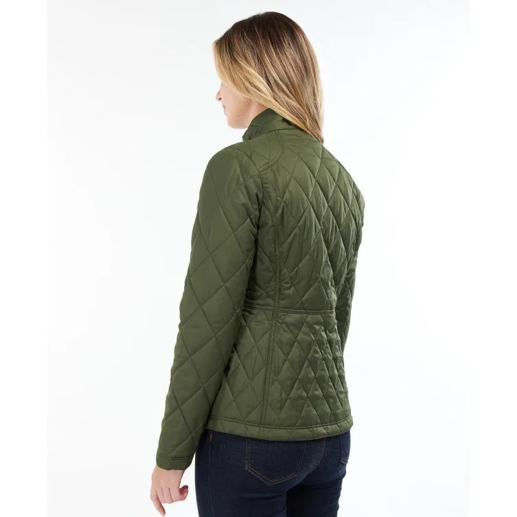 Barbour Ladies Broxfield Quilt Jacket - Olive/Olive Pink Tartan