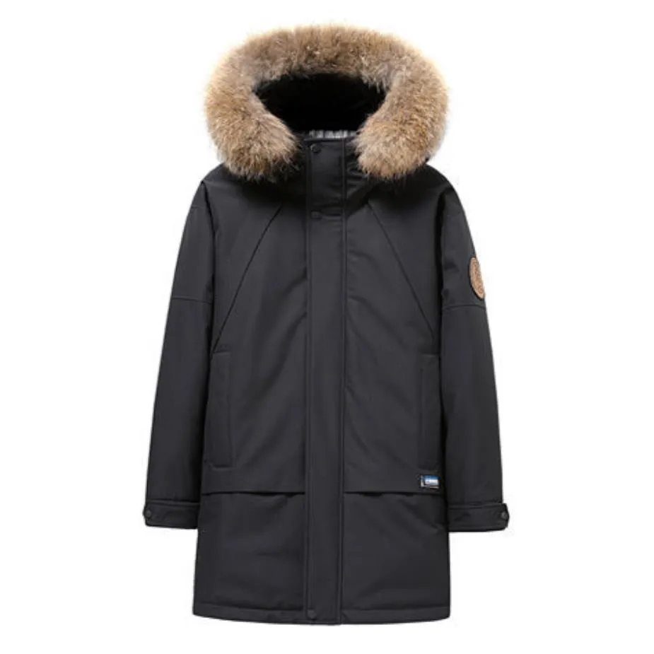 Big Fur Collar White Duck Down Jacket, Men Thick Winter Coat, NEW Male Warm Parka, Windproof Top Quality Big Pockets -30 degrees