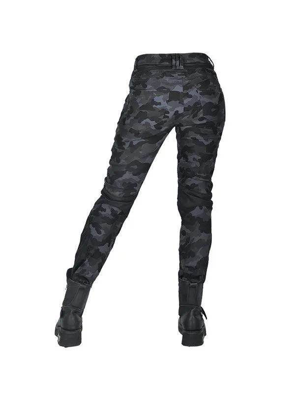 Camouflage Slim Fit Denim Motorcycle Pants