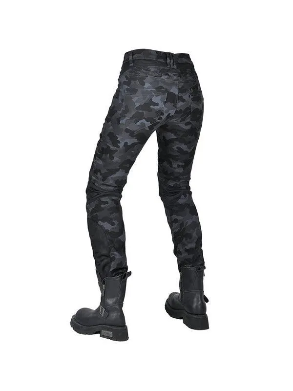 Camouflage Slim Fit Denim Motorcycle Pants