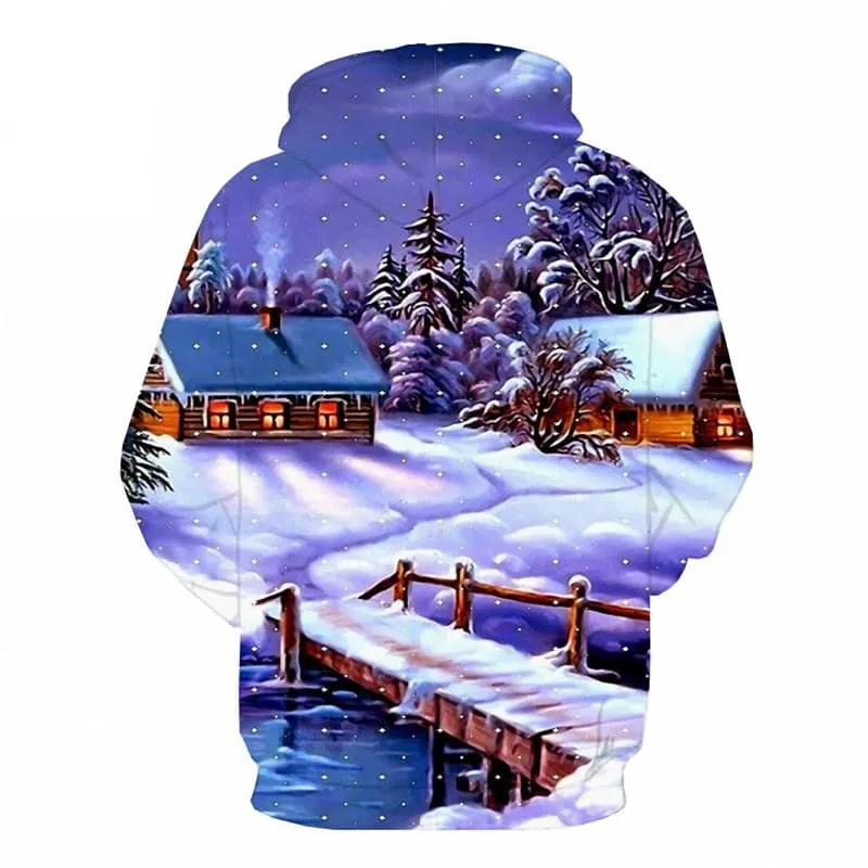 Christmas Sweatshirts men Tree Hoodie Print New Year 3d Printed Snow Hoody Anime