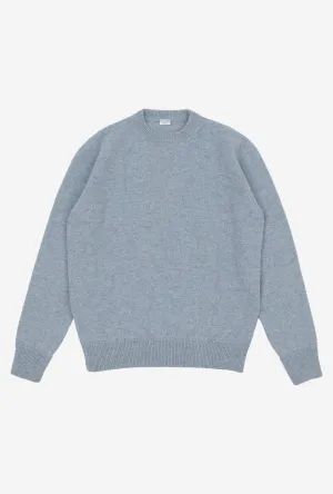 Crewneck Lambswool Shetland Blend Ice Blue