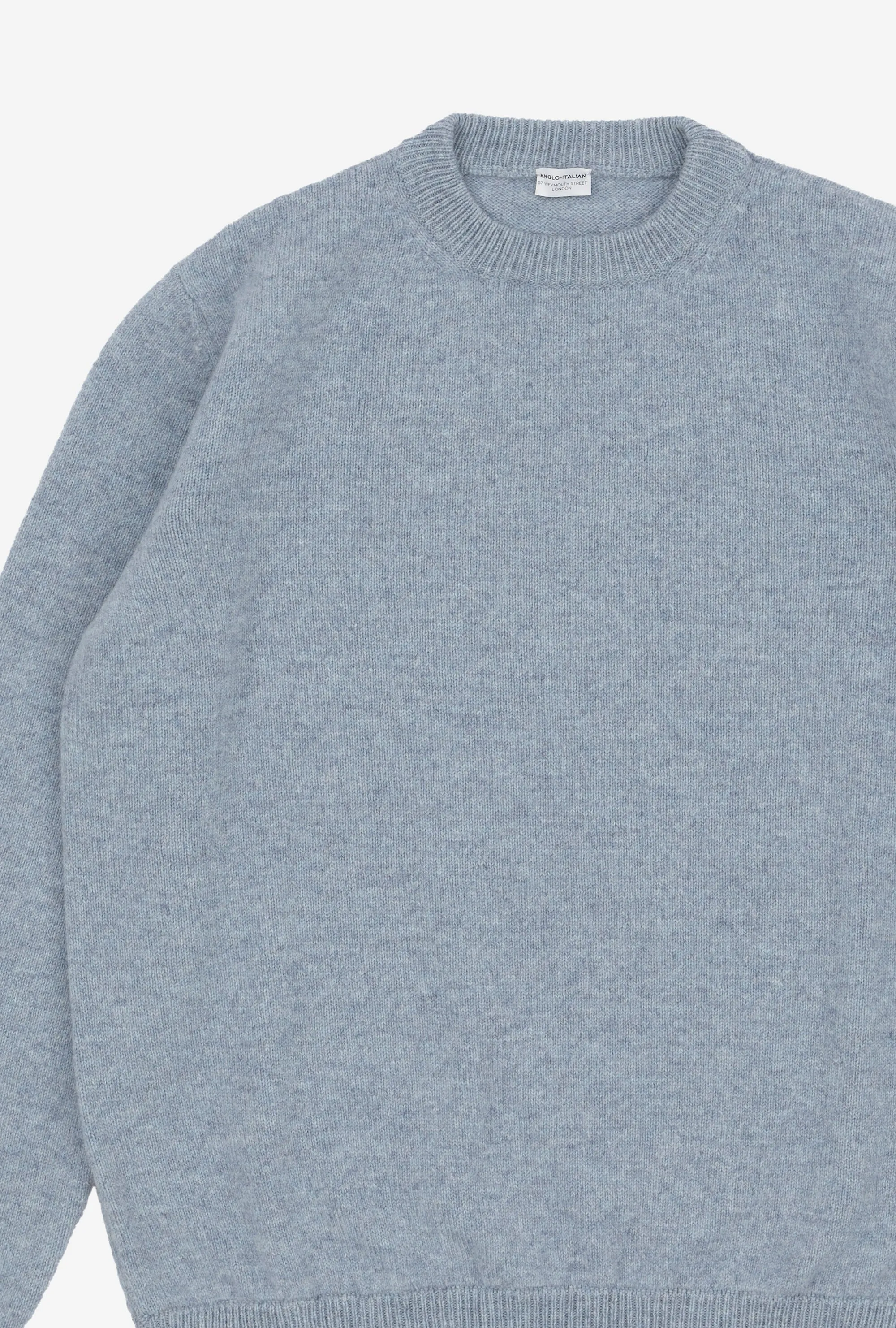 Crewneck Lambswool Shetland Blend Ice Blue