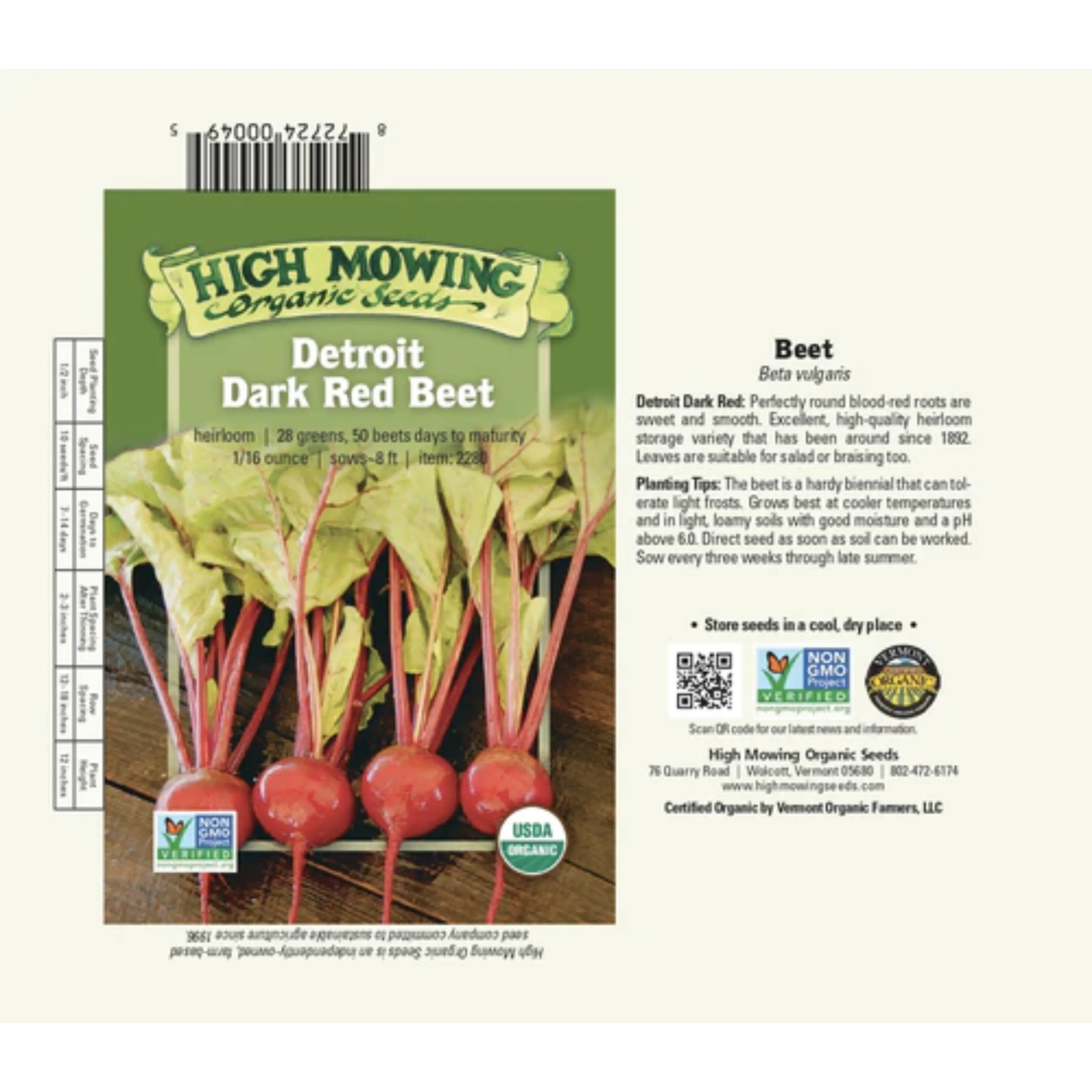 Detriot Dark Red Beet: 1/16 ounce