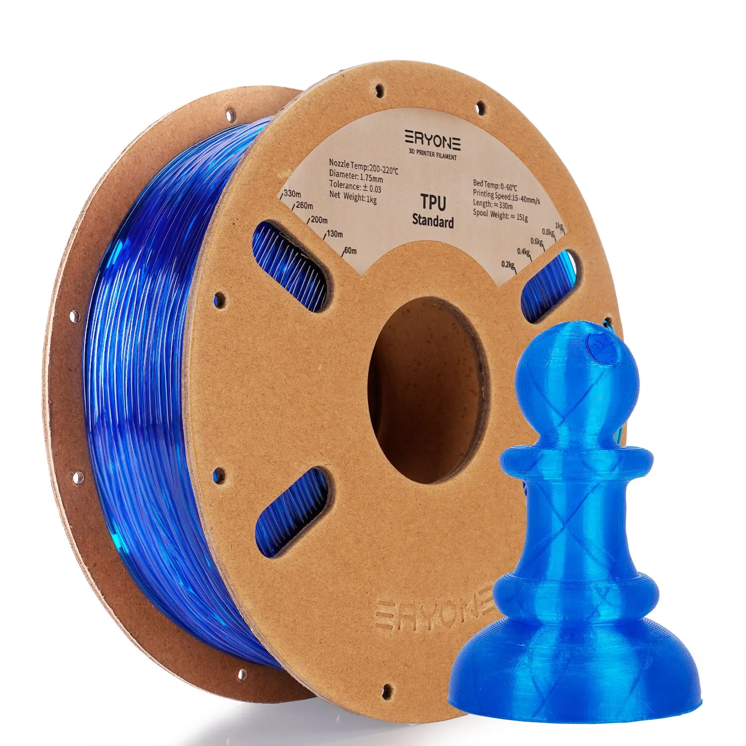 ERYONE 1.75mm TPU 3D Printer Filament, Dimensional Accuracy  /- 0.05 mm, 0.5kg&1kg (1.1 LB) / Spool