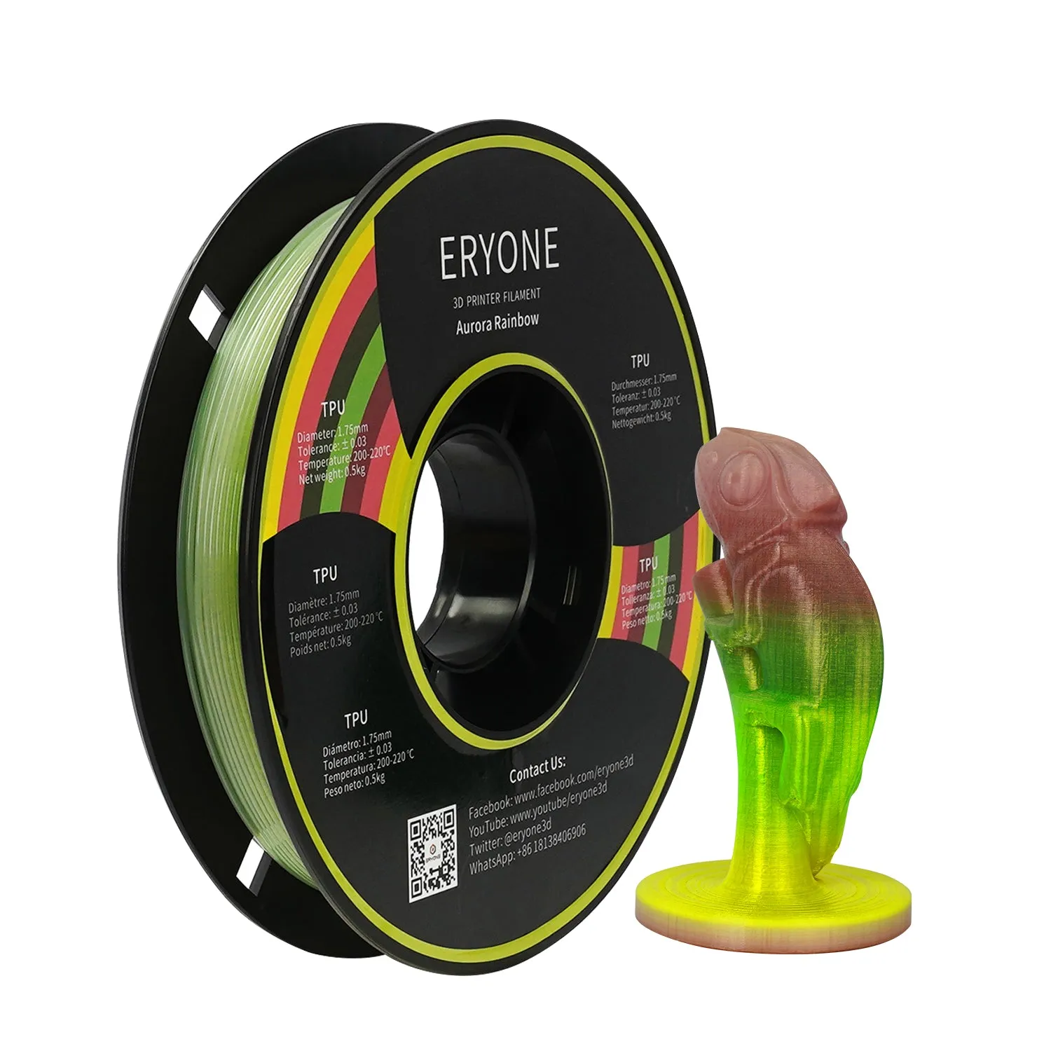 ERYONE 1.75mm TPU 3D Printer Filament, Dimensional Accuracy  /- 0.05 mm, 0.5kg&1kg (1.1 LB) / Spool