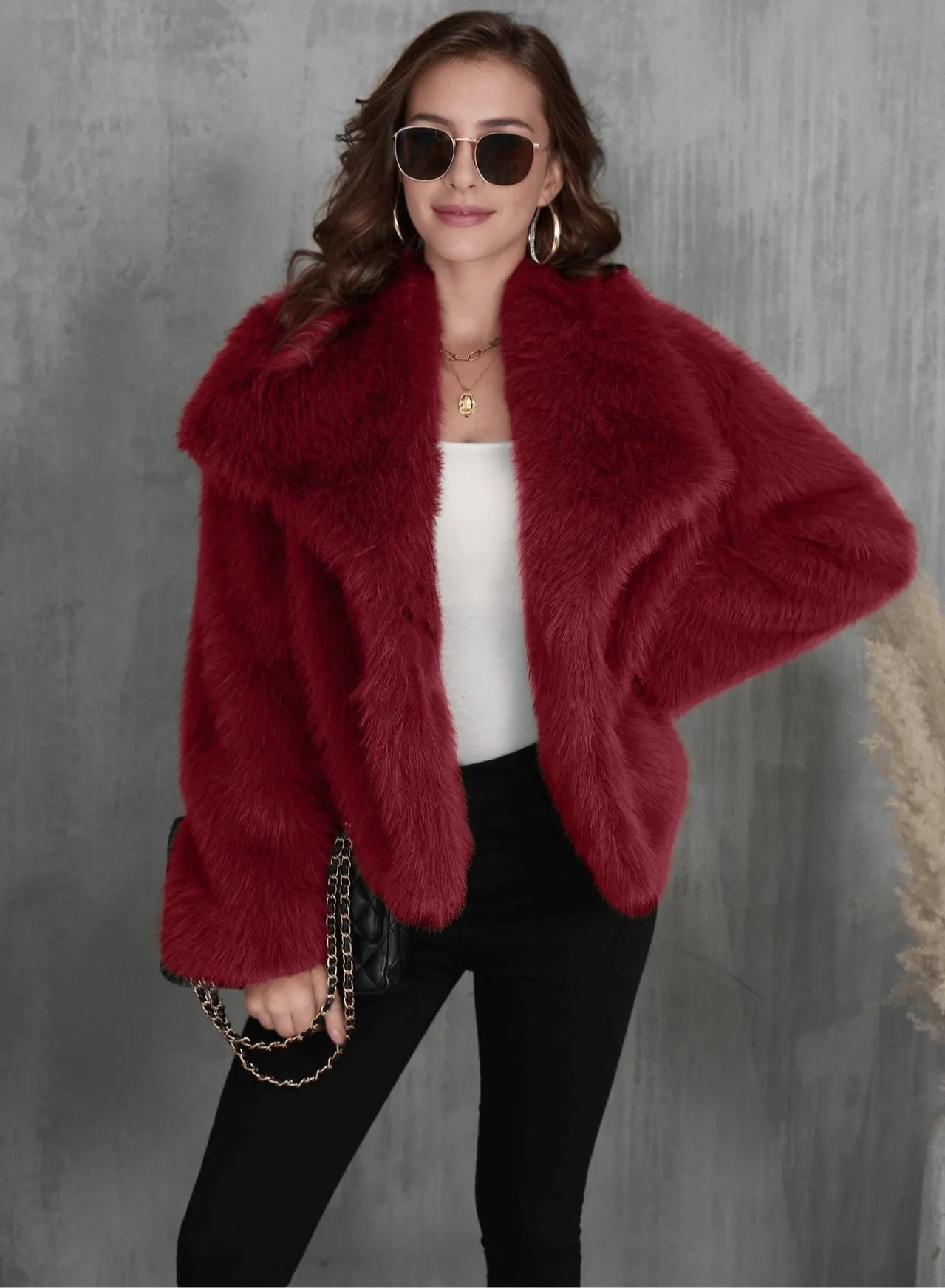 Fashionable Fluffy Plush Fox Fur Coat