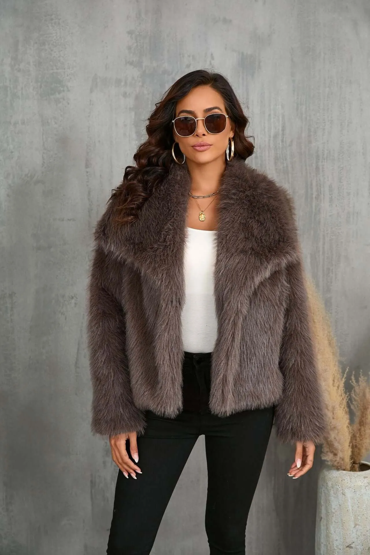 Fashionable Fluffy Plush Fox Fur Coat