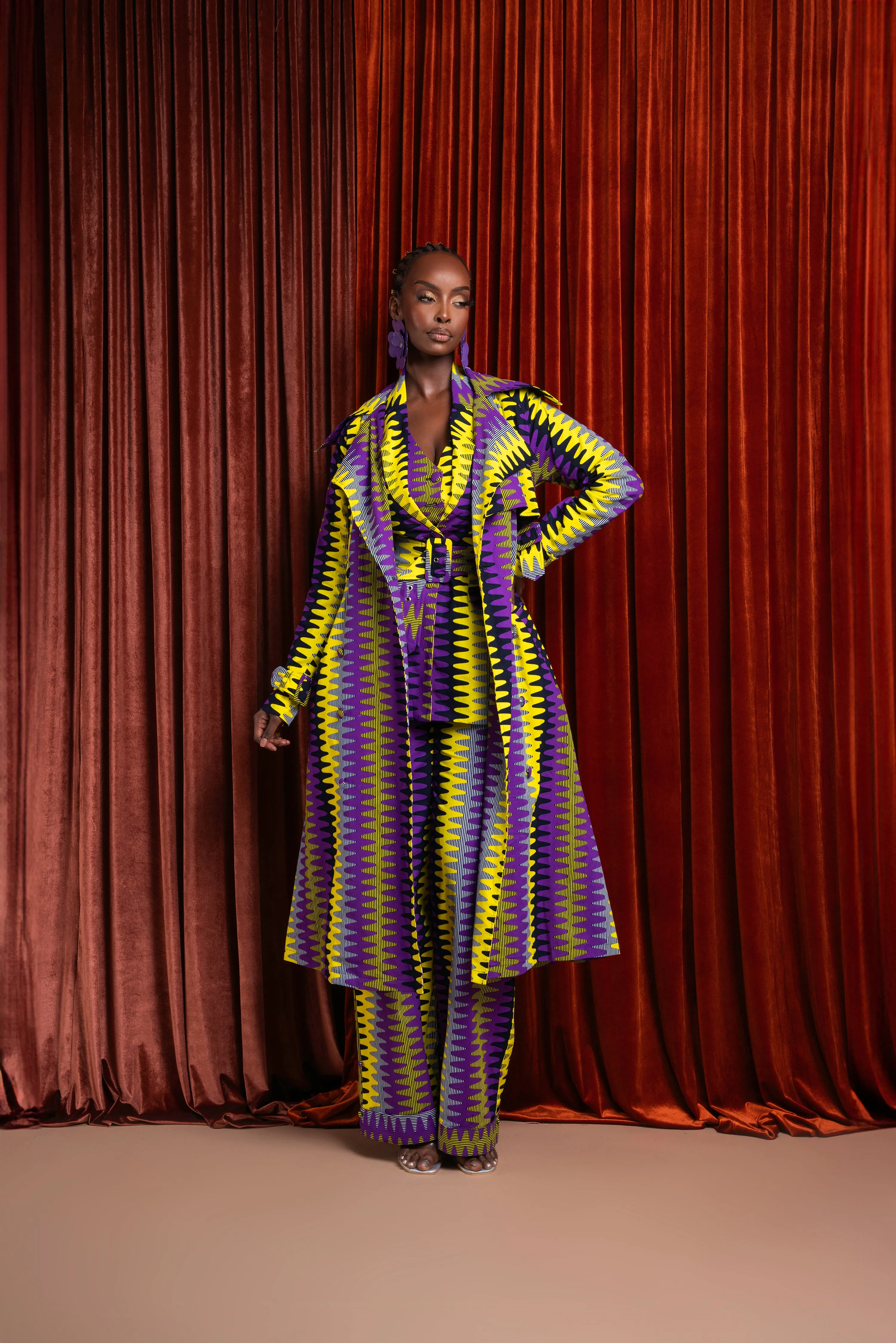 FEMI African Print Trench Jacket