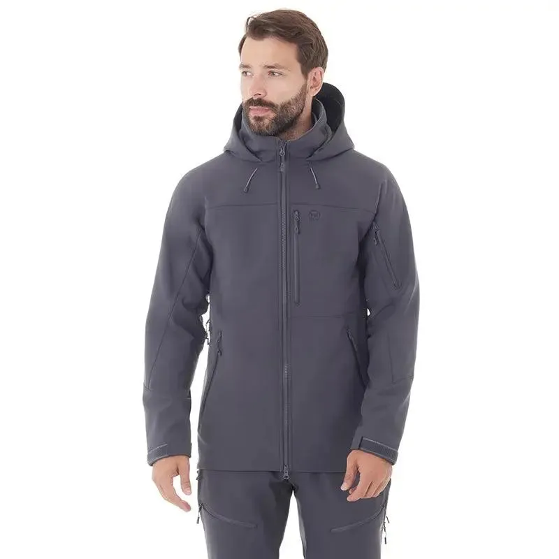 FHM Stream Mens Water Resistant Softshell Jacket with Hood Grey