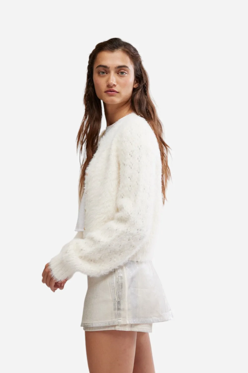 Free People Celeste Cardi in Ivory