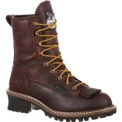 Georgia Boot Work Mens 8" Logger Steel Toe Waterproof Chocolate G7313