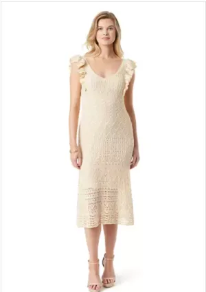 Jessica Simpson Ocean Ruffle Sleeve Crochet Dress