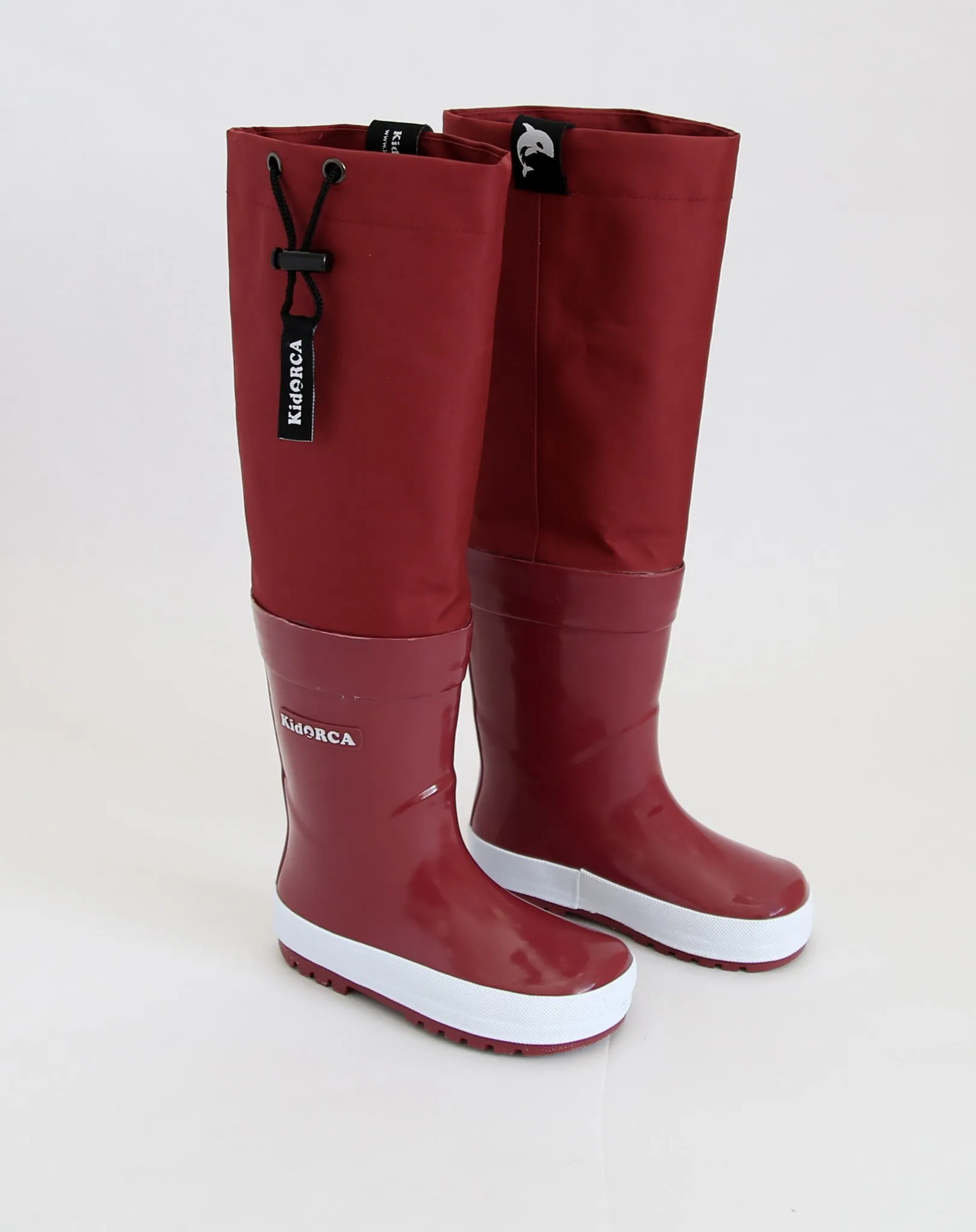 KidORCA Kids Rain Boots with Above Knee Waders _ Merlot