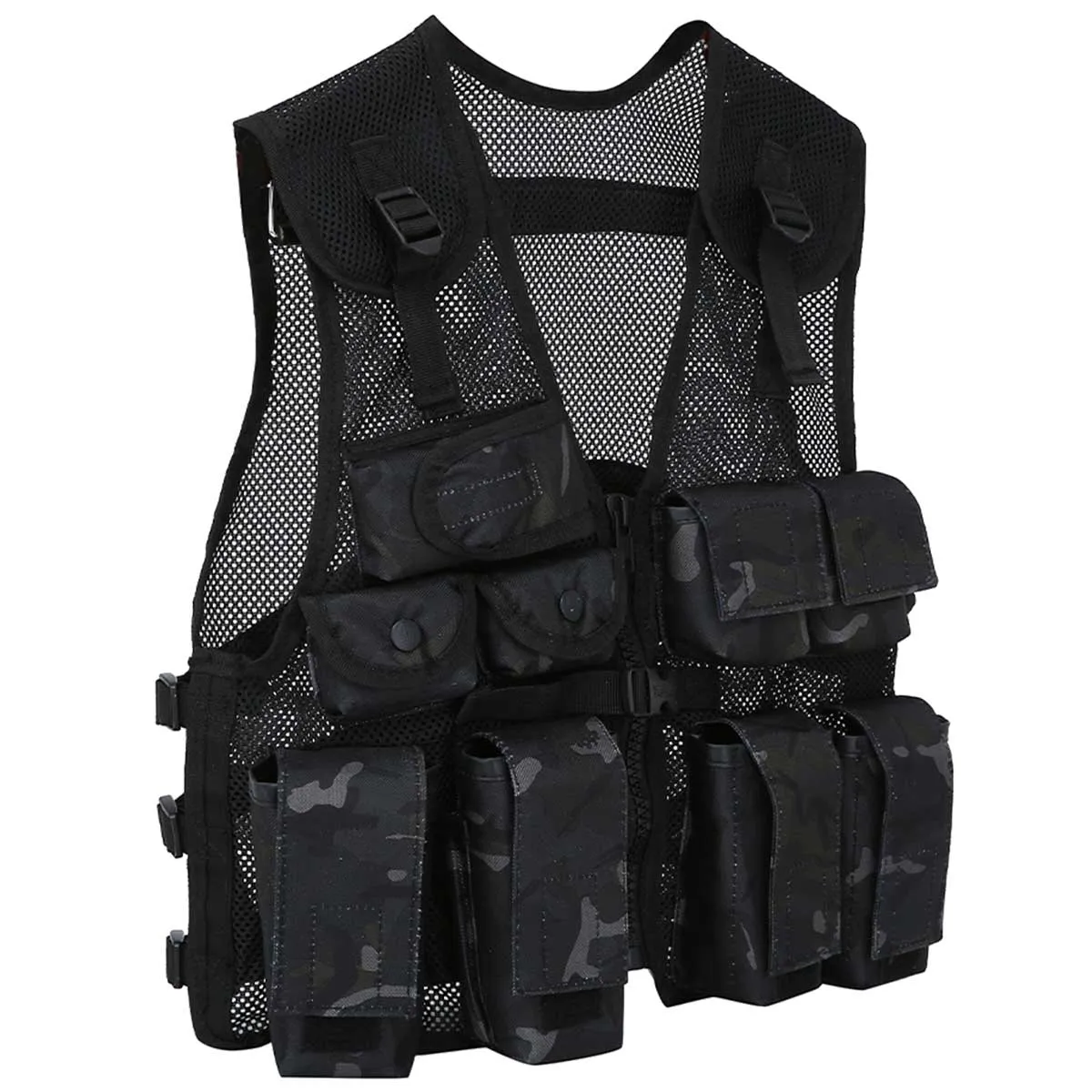 Kids Army Assault Vest Black Camo