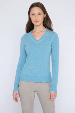 Kinross | 100% Cashmere | Tipped Vee Sweater | Women's