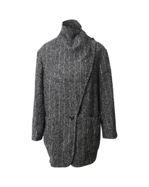 Knit Wrap Coat in Grey Wool by Isabel Marant