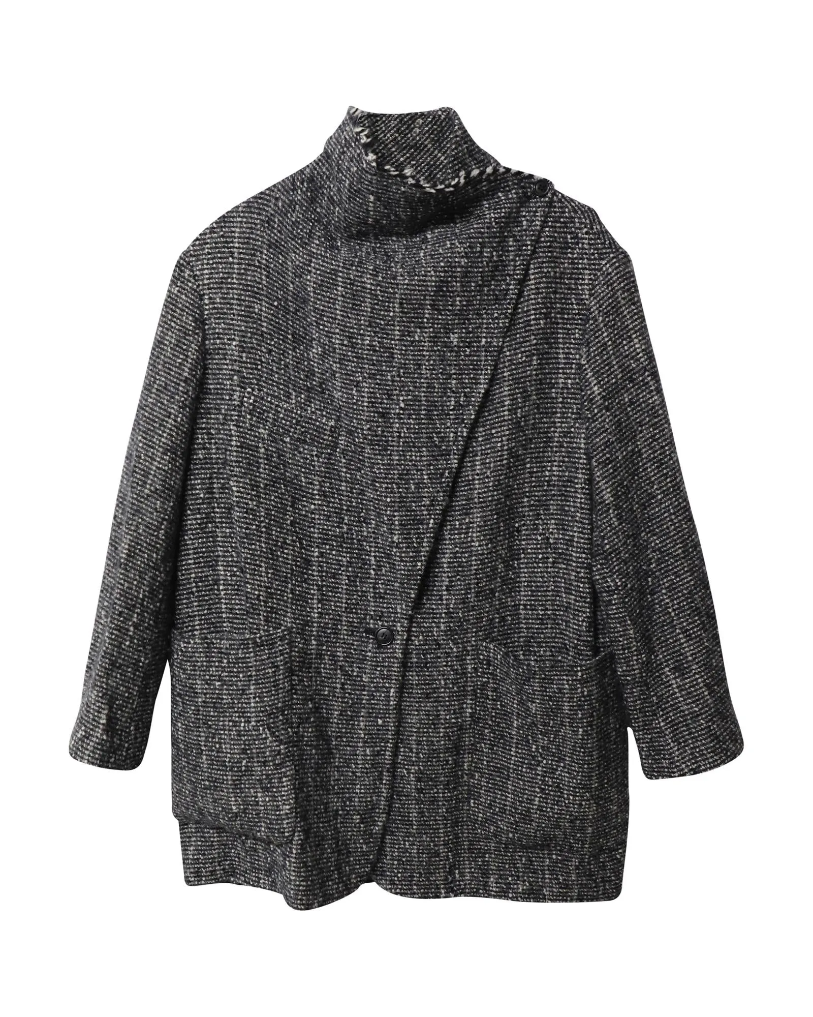 Knit Wrap Coat in Grey Wool by Isabel Marant