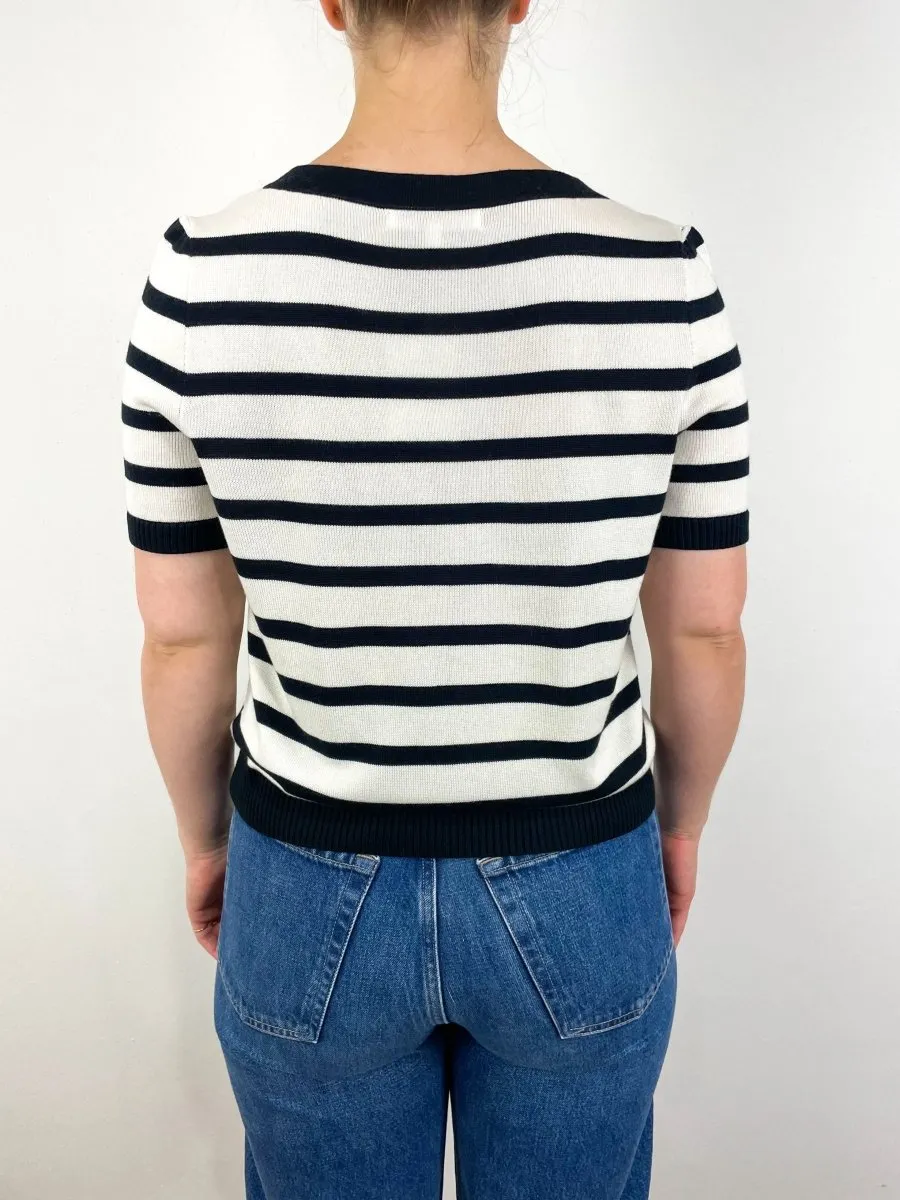 Luxe Emerson Knit Top in Mariner Stripe Tencel   Cashmere