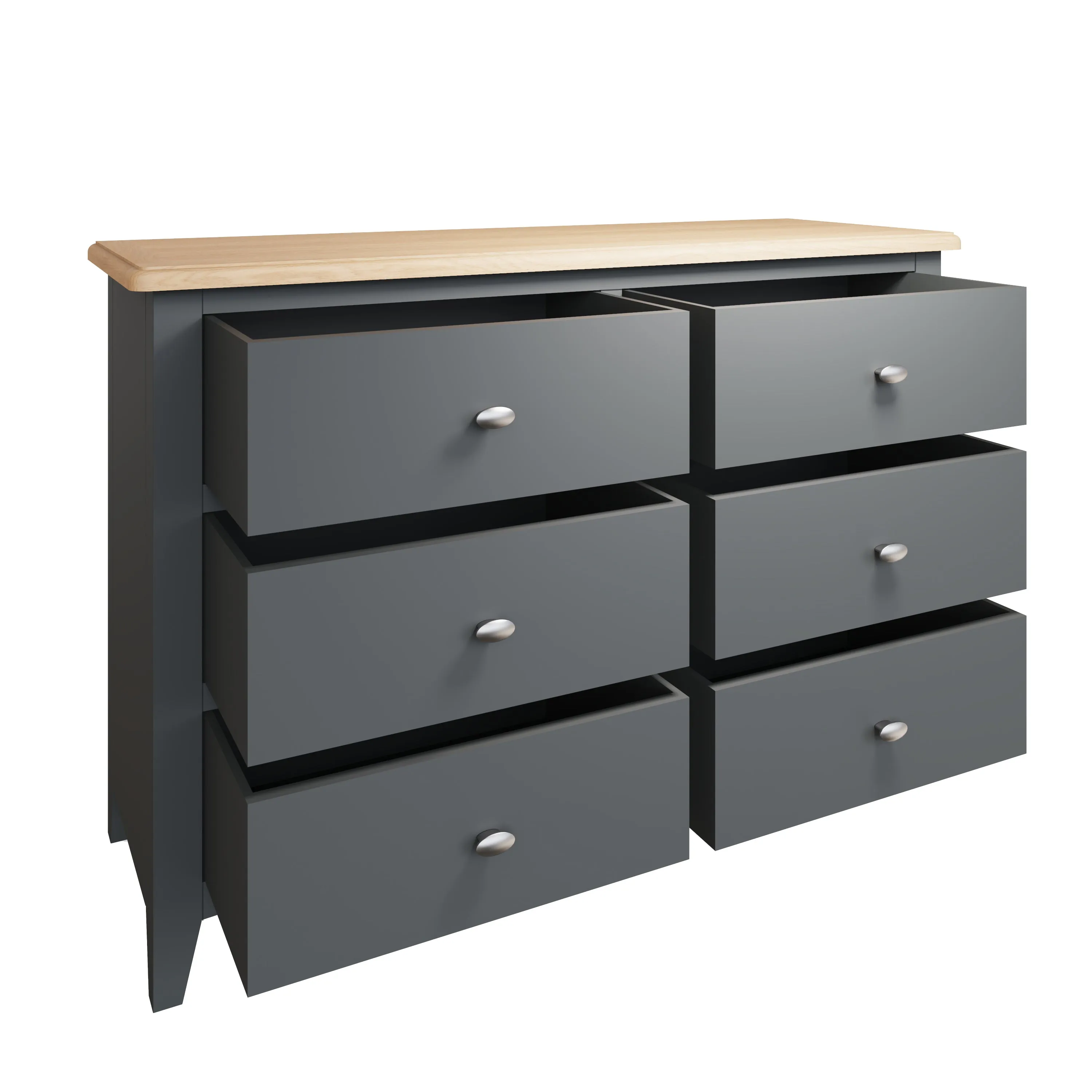 Malmesbury Grey Chest of 6 Drawers 115 x 40 x 78 cm