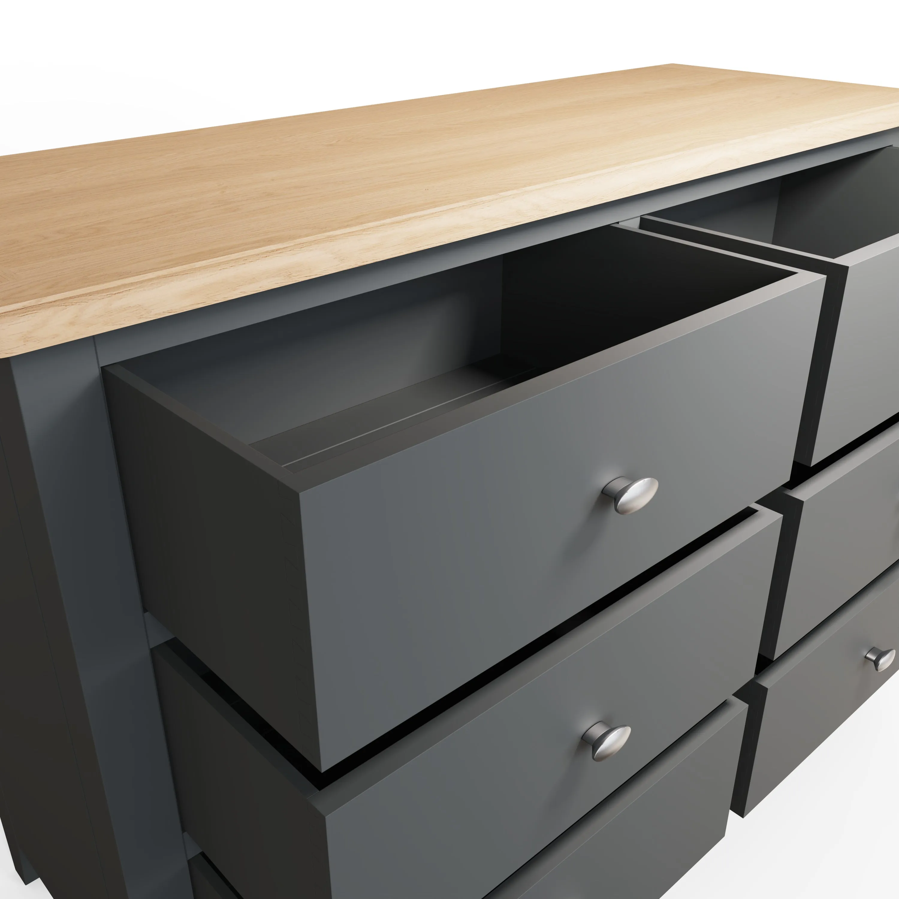 Malmesbury Grey Chest of 6 Drawers 115 x 40 x 78 cm