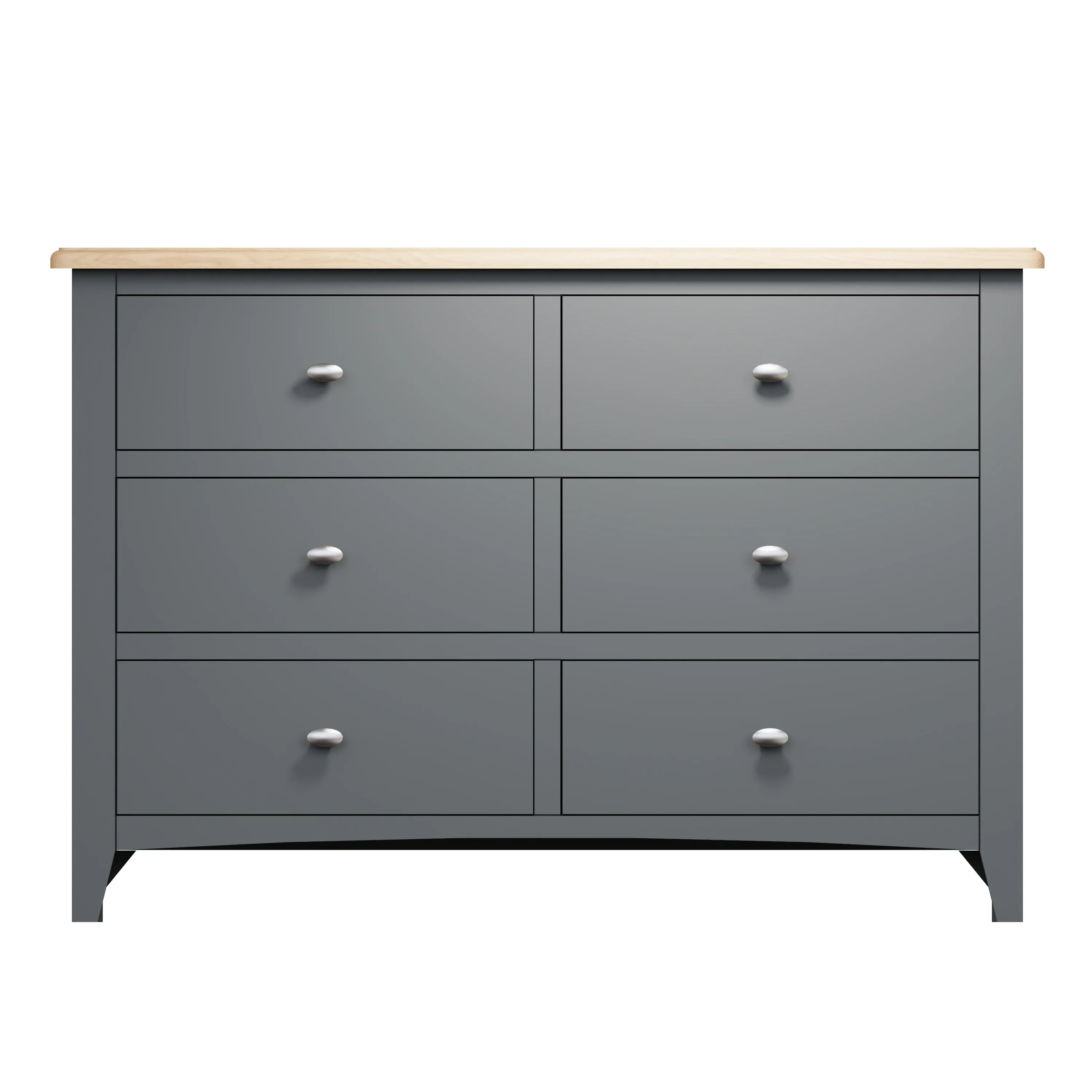 Malmesbury Grey Chest of 6 Drawers 115 x 40 x 78 cm