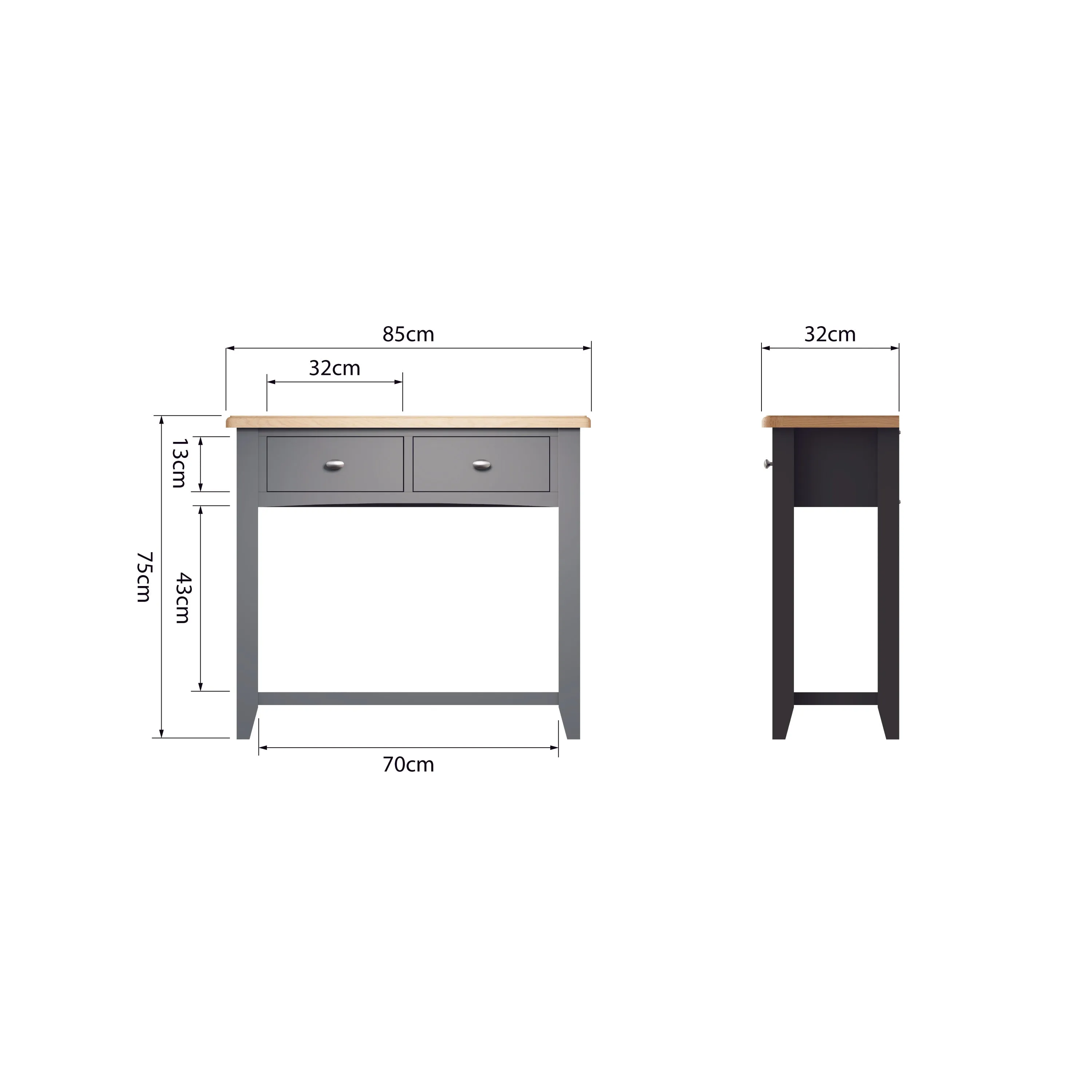 Malmesbury Grey Console Table 85 x 32 x 75 cm