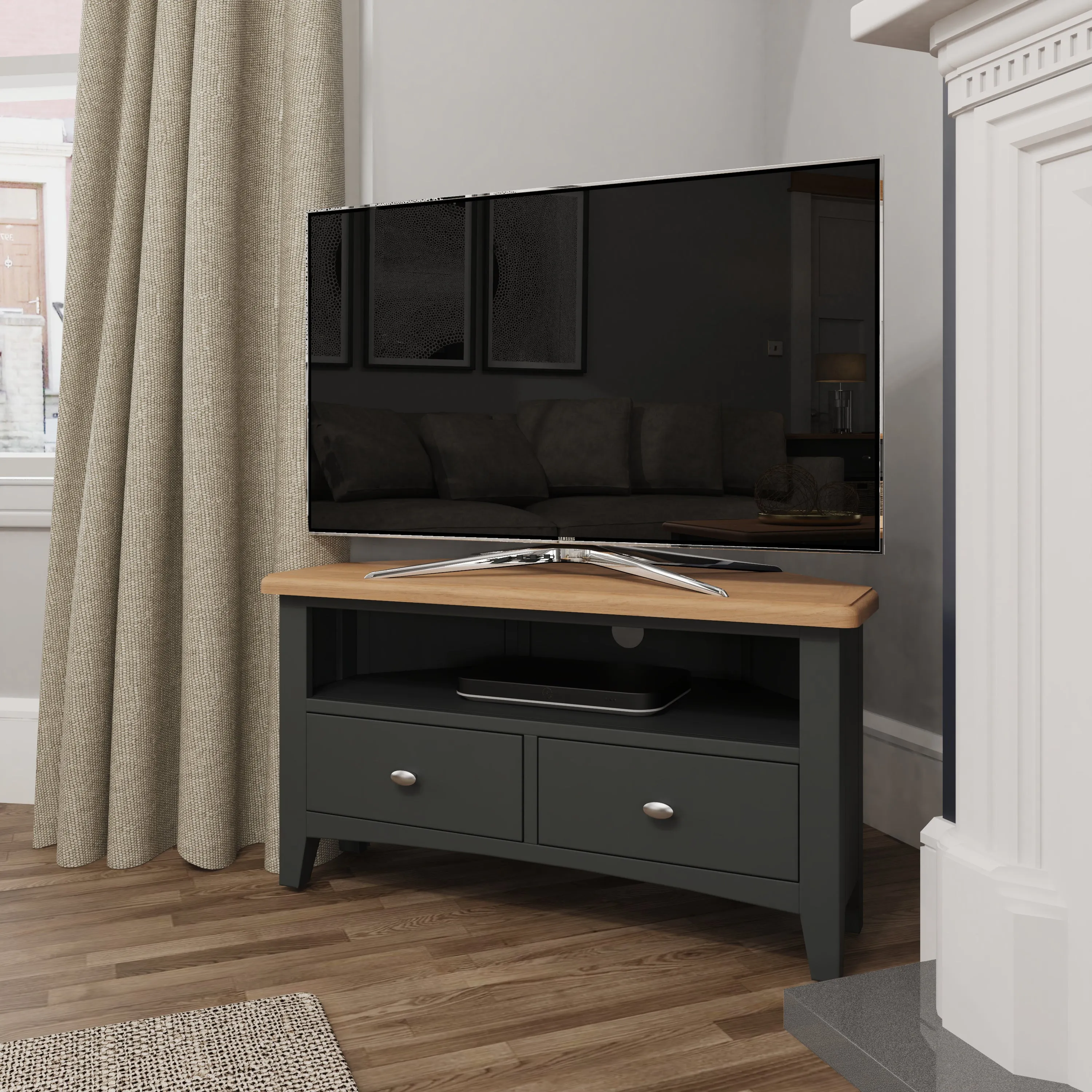 Malmesbury Grey Corner TV Unit 90 x 44 x 48 cm