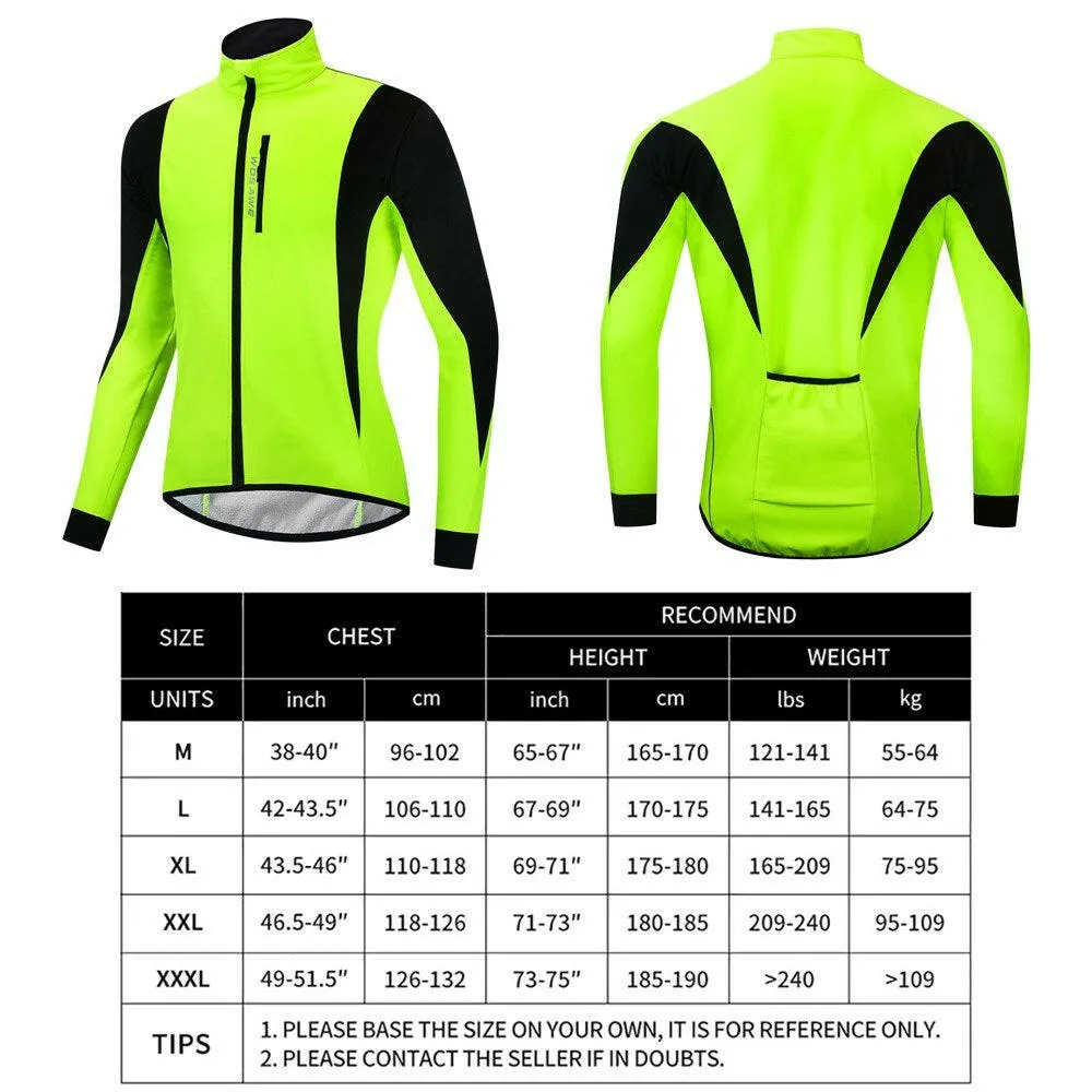 Men Cycling Winter Thermal Jacket Windproof Long Sleeve Bike Jersey Bicycle Wind Coat Outdoor Sportswear