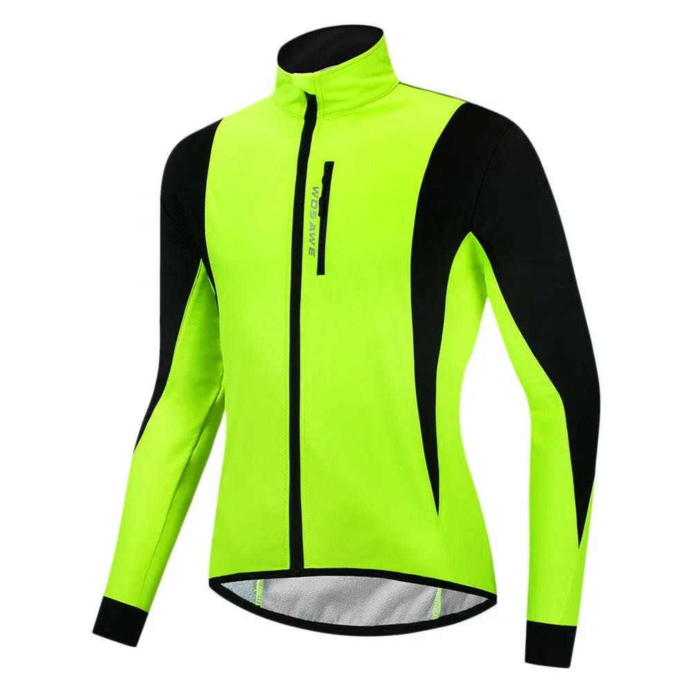 Men Cycling Winter Thermal Jacket Windproof Long Sleeve Bike Jersey Bicycle Wind Coat Outdoor Sportswear