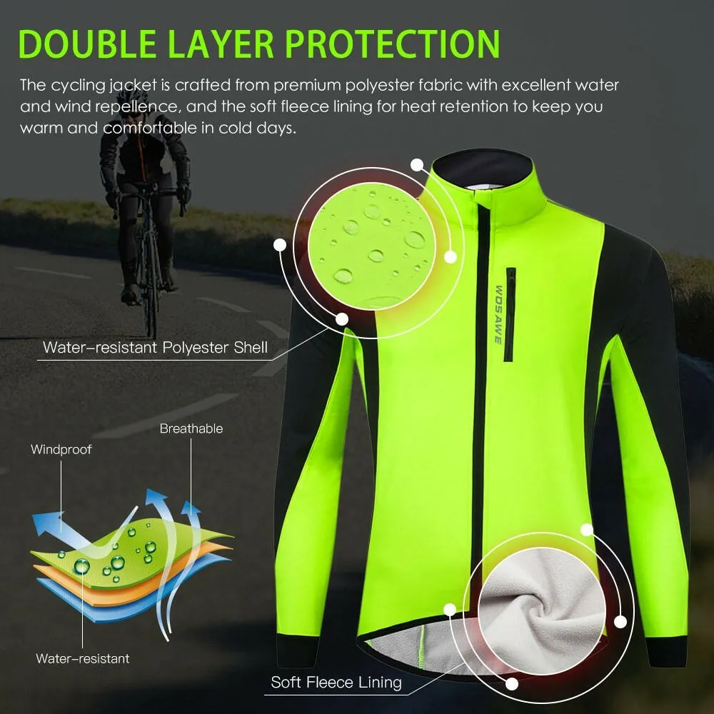 Men Cycling Winter Thermal Jacket Windproof Long Sleeve Bike Jersey Bicycle Wind Coat Outdoor Sportswear