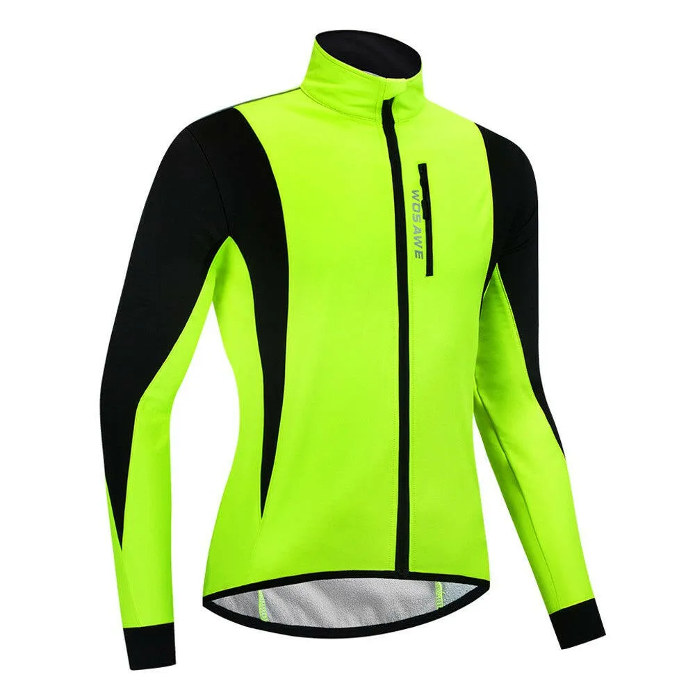 Men Cycling Winter Thermal Jacket Windproof Long Sleeve Bike Jersey Bicycle Wind Coat Outdoor Sportswear