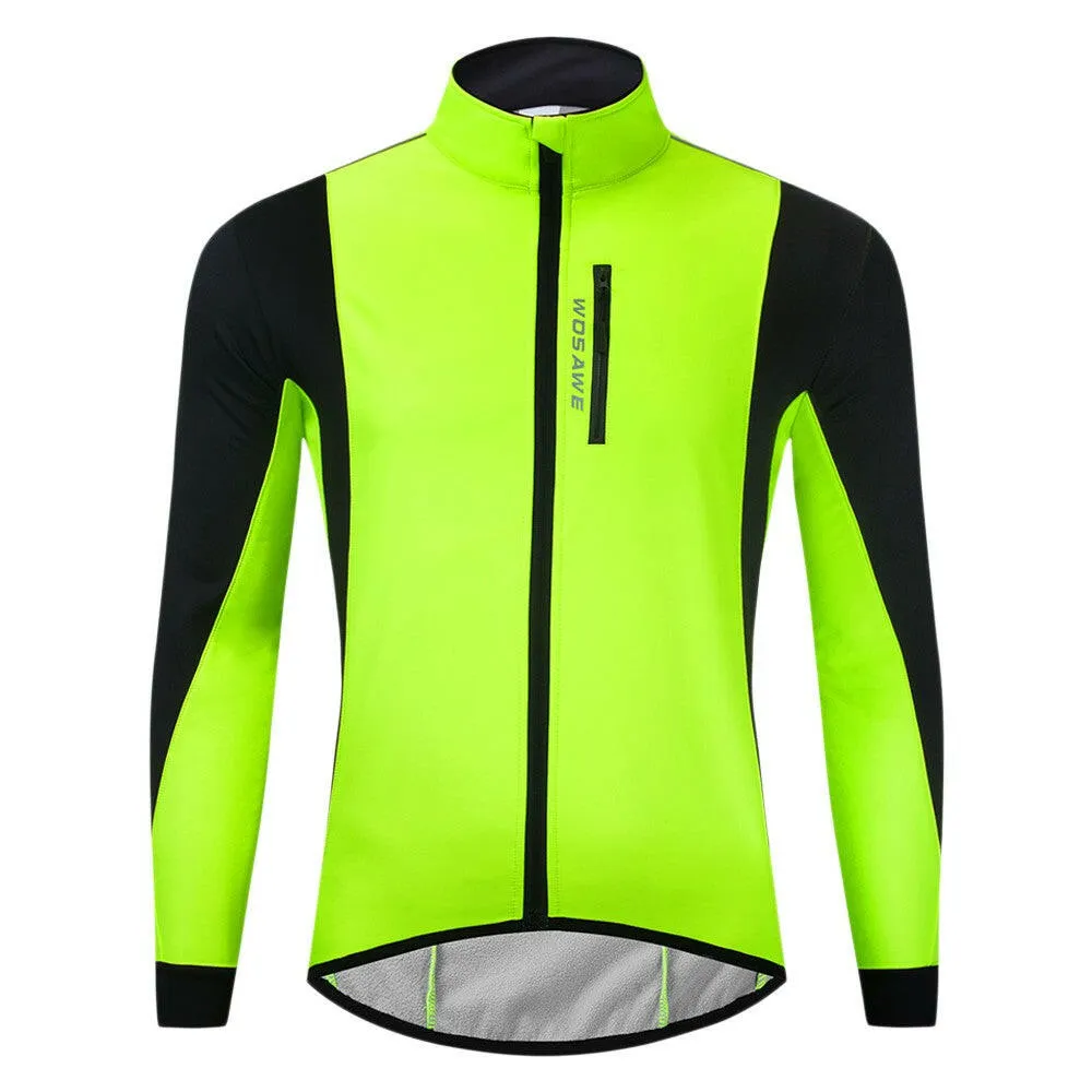 Men Cycling Winter Thermal Jacket Windproof Long Sleeve Bike Jersey Bicycle Wind Coat Outdoor Sportswear