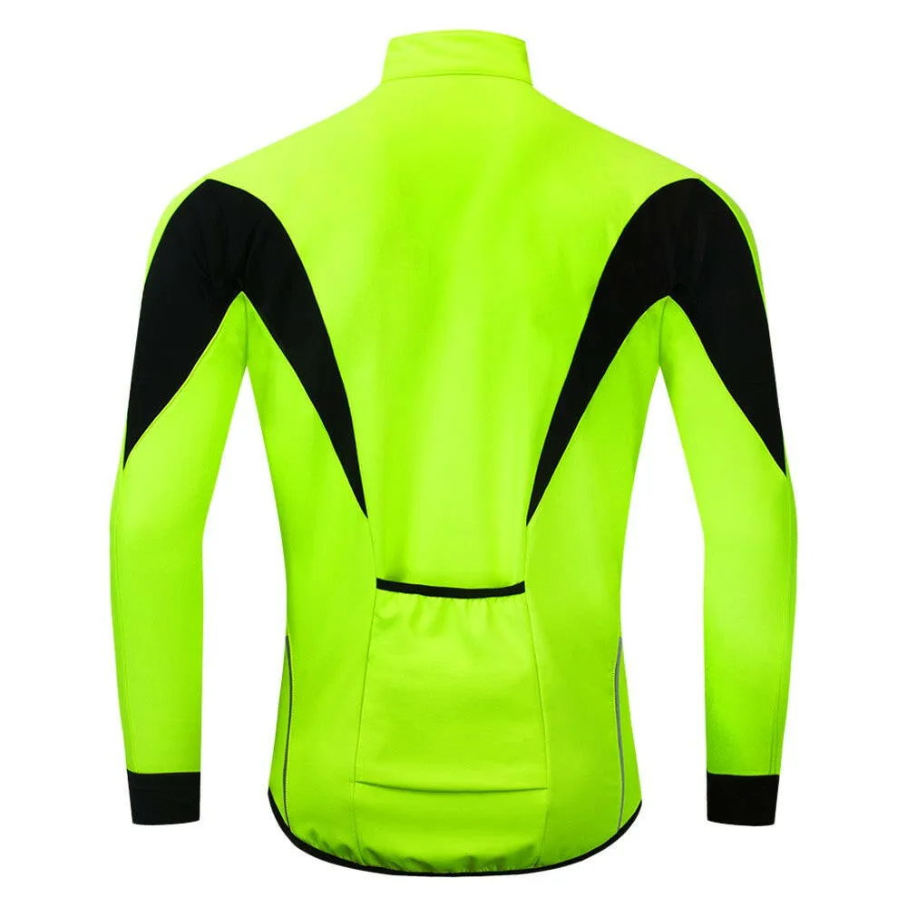 Men Cycling Winter Thermal Jacket Windproof Long Sleeve Bike Jersey Bicycle Wind Coat Outdoor Sportswear