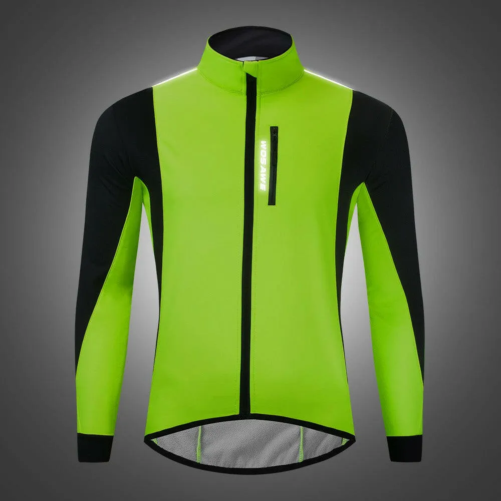 Men Cycling Winter Thermal Jacket Windproof Long Sleeve Bike Jersey Bicycle Wind Coat Outdoor Sportswear