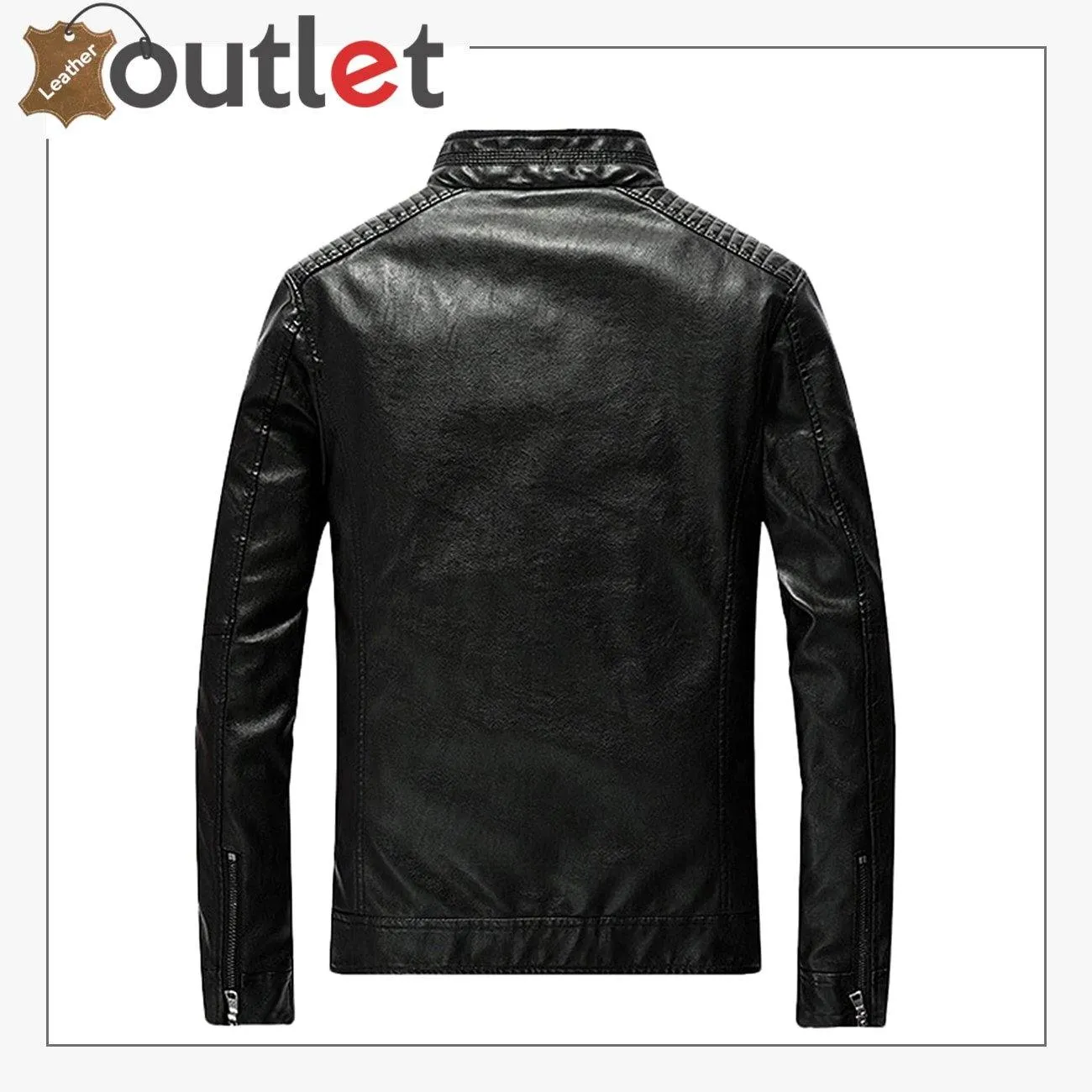 Mens Casual Zip Up Slim Bomber Faux Leather Jacket