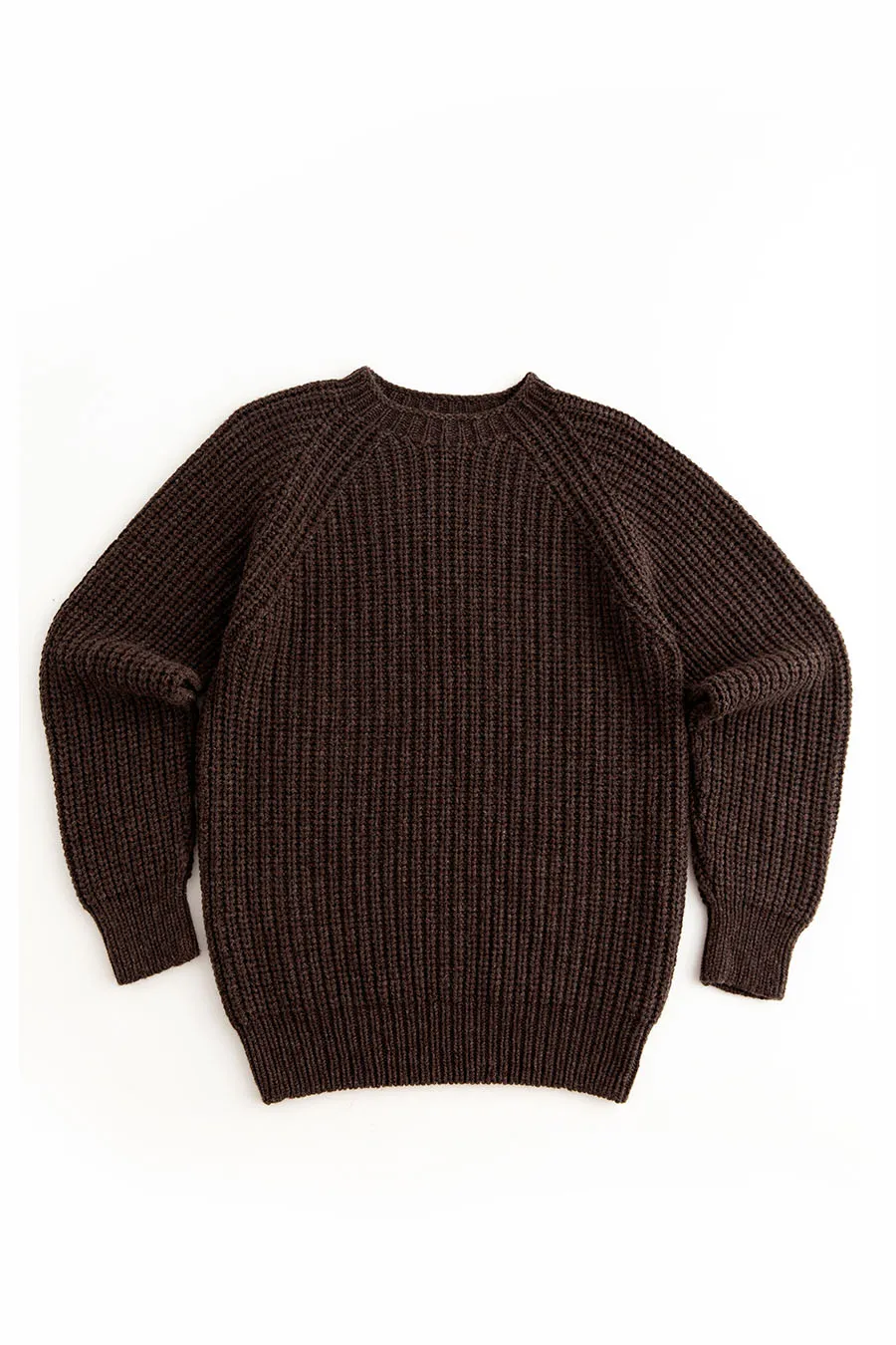 Mens Geelong Superfine Lambswool Fisherman’s Rib Jumper - Brown