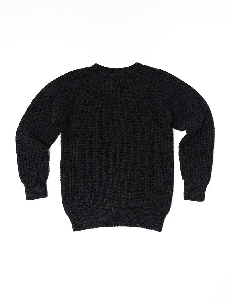 Mens Geelong Superfine Lambswool Fisherman’s Rib Jumper - Charcoal