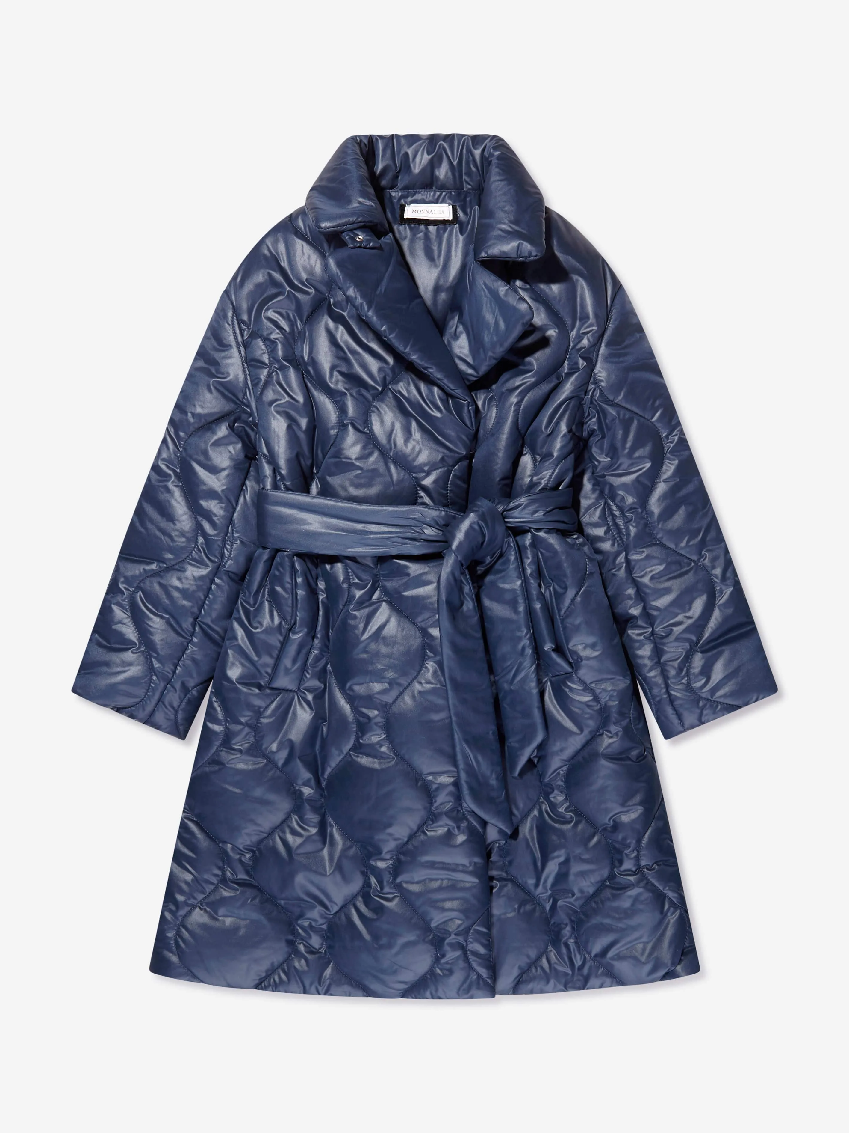 Monnalisa Girls Quilted Coat in Navy