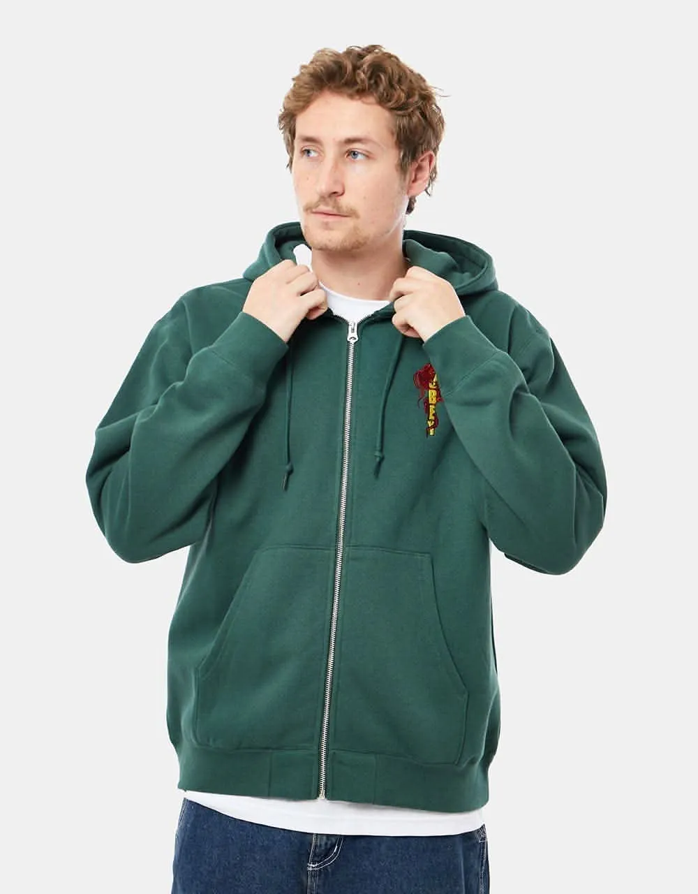 Obey Dragon Zip Hoodie - Dark Cedar