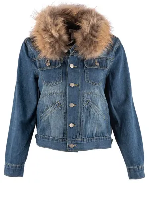 Ooh La La Denim Jacket with Removable Raccoon Fur Collar