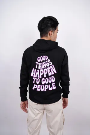 Positive Vibes Relaxed Fit Black Hoodie For Men By DemonWear