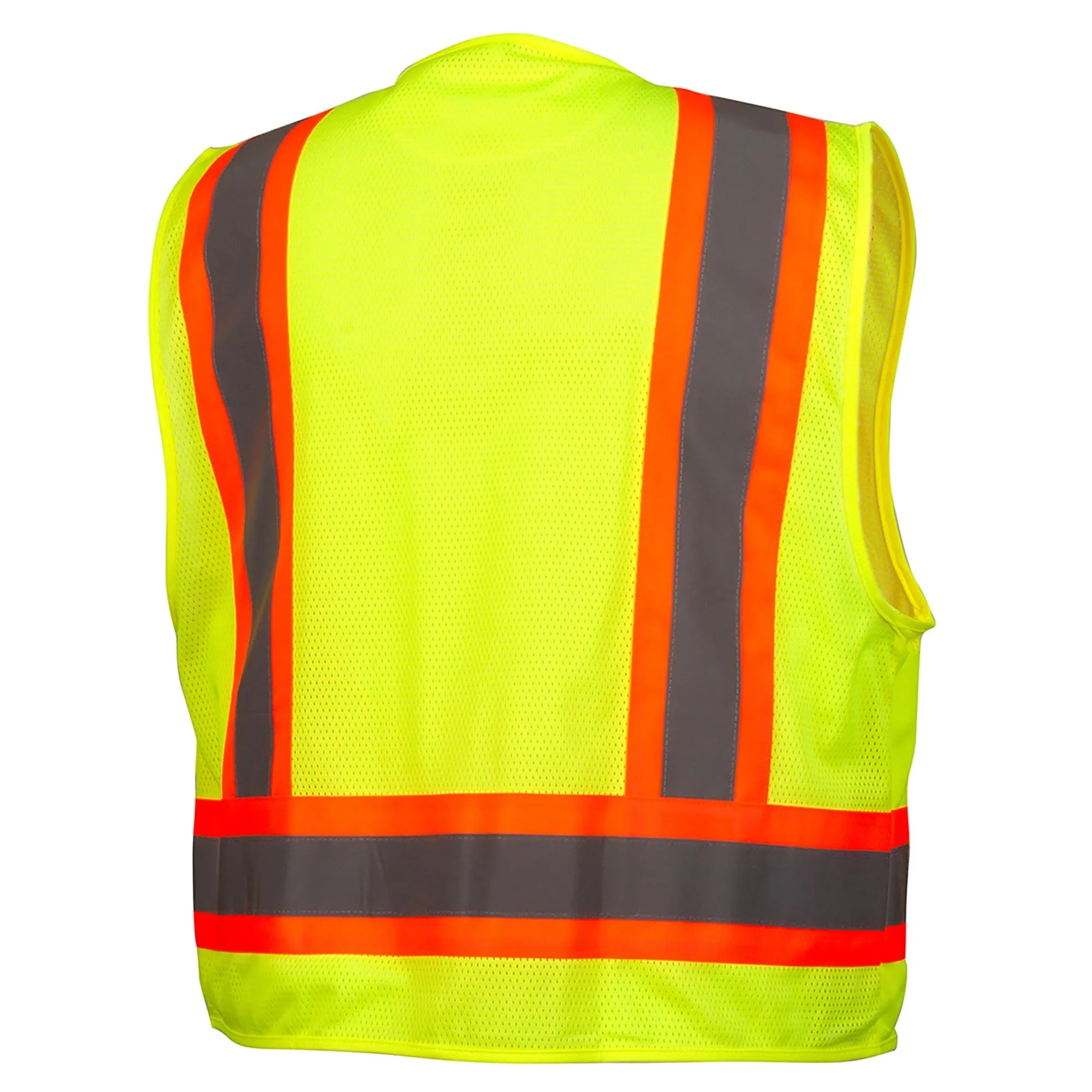 Pyramex RVZ24CP Series Type R Class 2 Two-Tone Surveyor Safety Vest with Clear Pocket