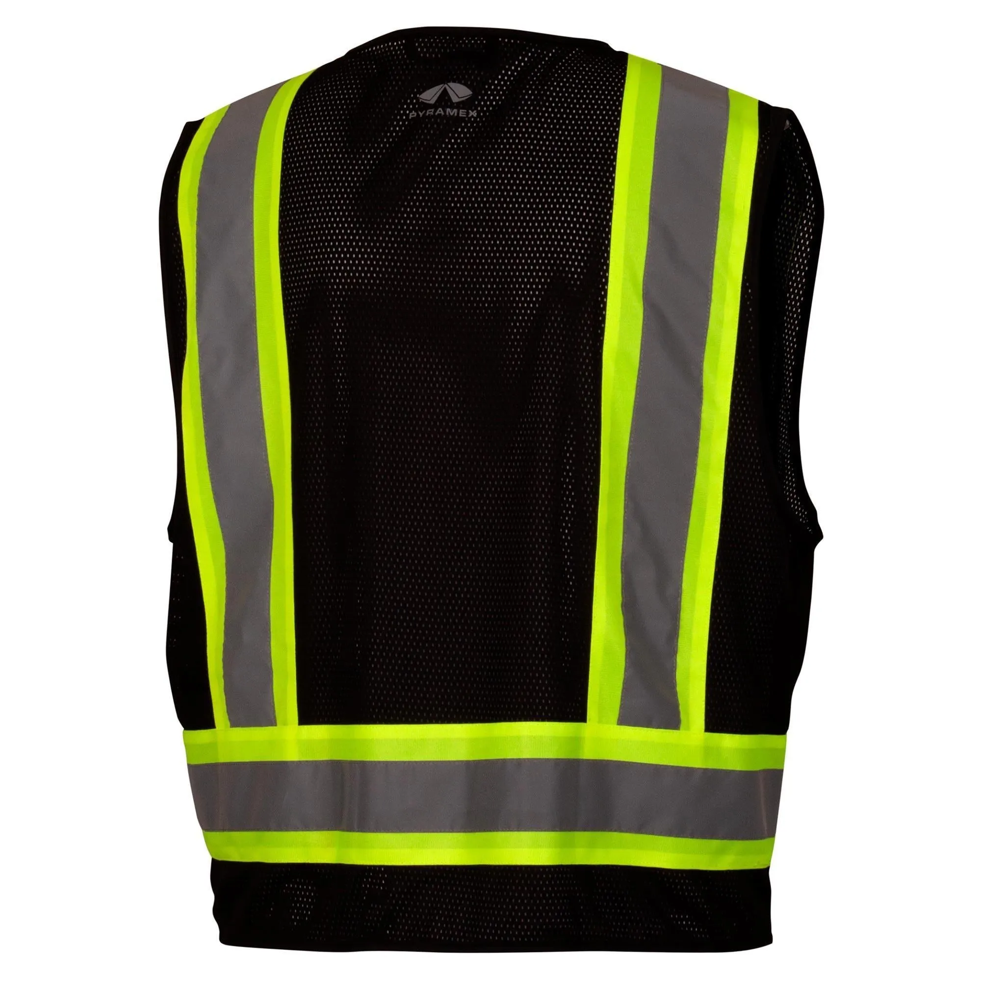 Pyramex RVZ24CP Series Type R Class 2 Two-Tone Surveyor Safety Vest with Clear Pocket