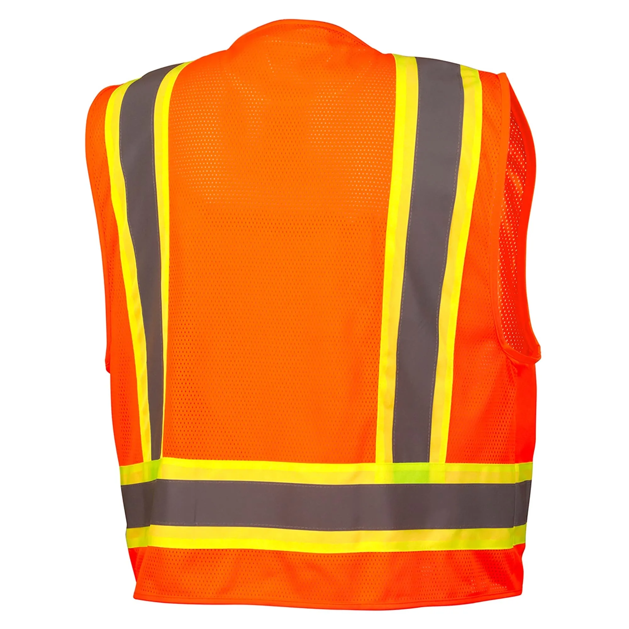 Pyramex RVZ24CP Series Type R Class 2 Two-Tone Surveyor Safety Vest with Clear Pocket