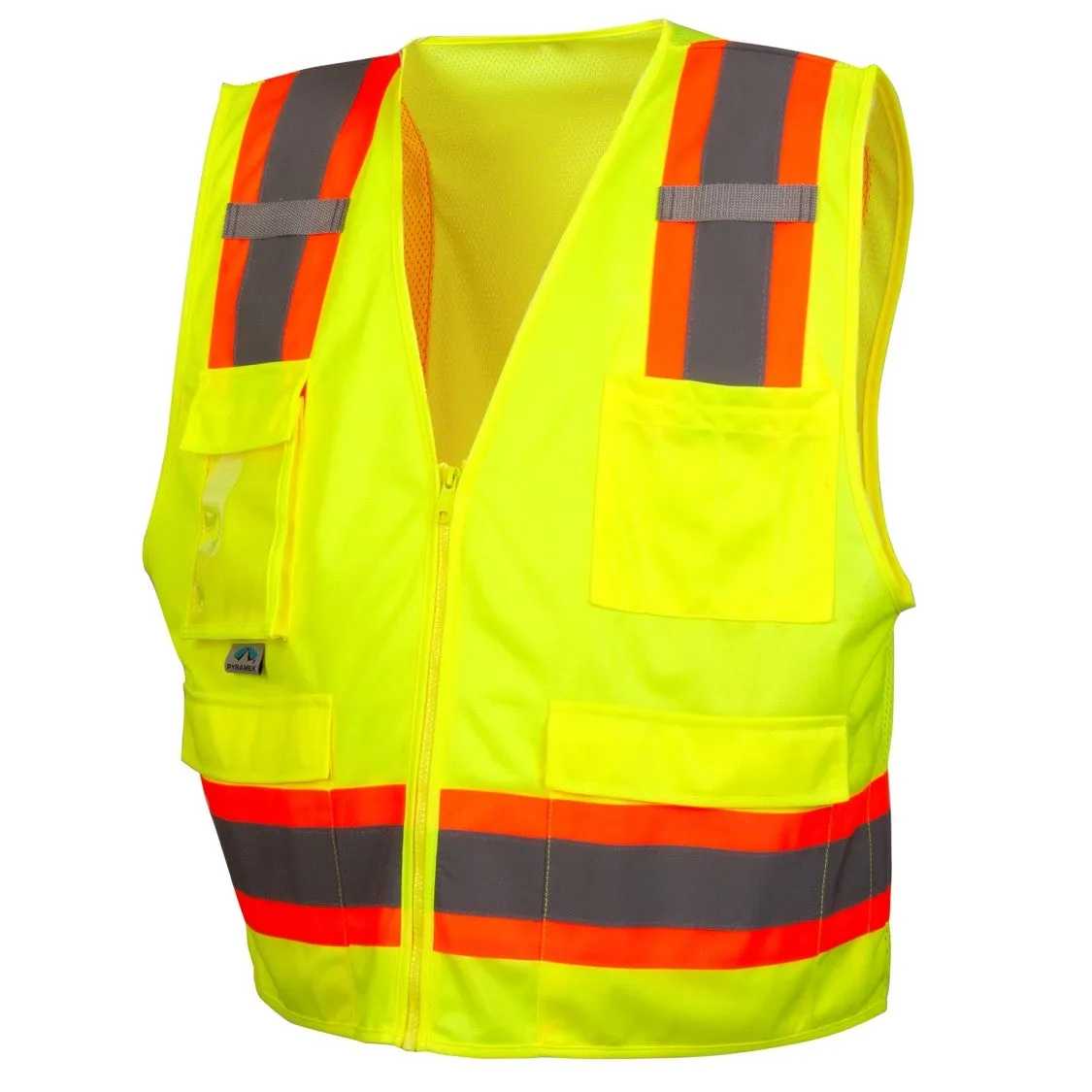 RVZ24 Hi Vis Mesh Back Vest - ANSI 2, Type R, 6 Pockets, Zipper (PK 5 Vests)